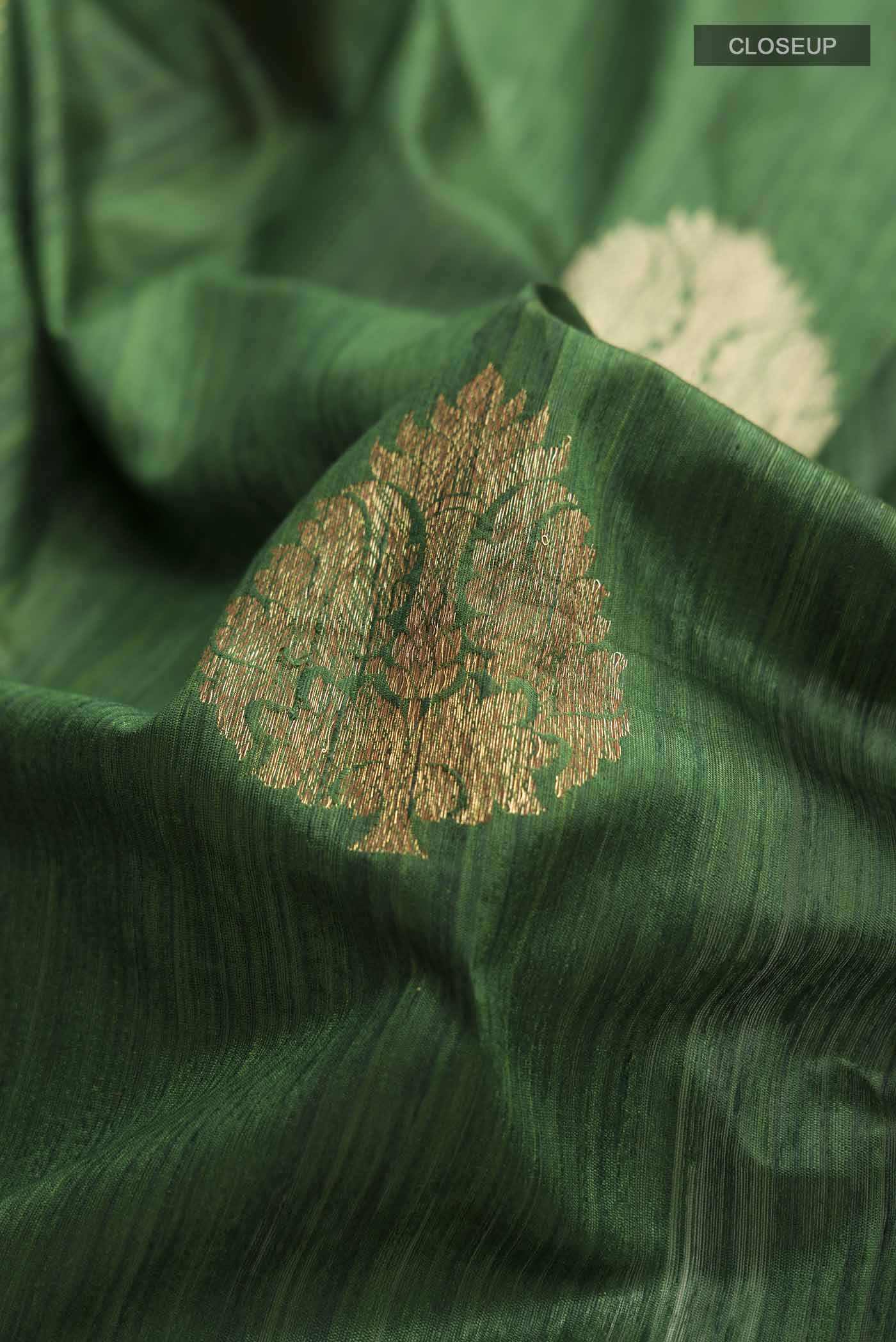 Green Bhagalpuri Tussar Silk Saree - Image 2