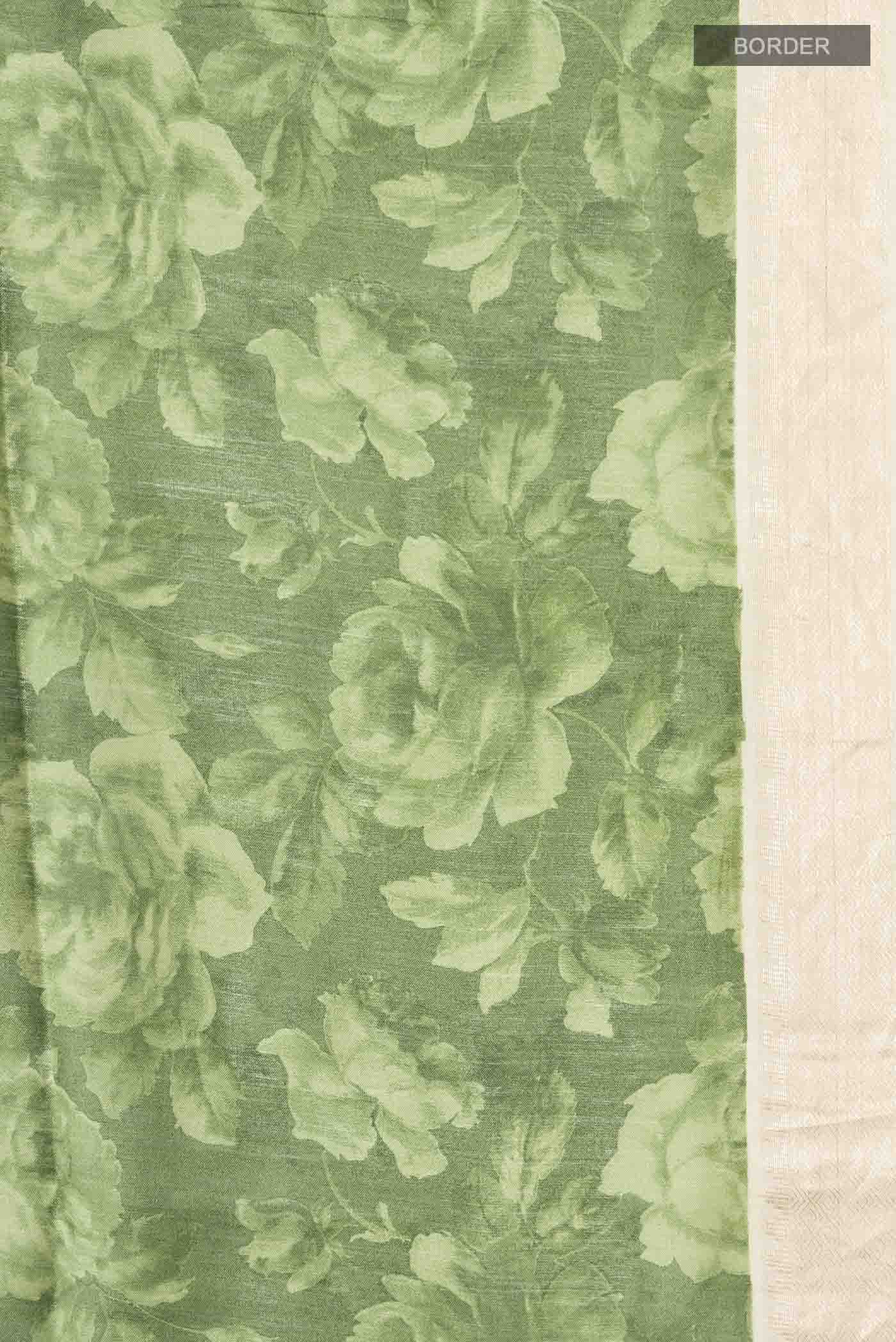 Green Bhagalpuri Tussar Silk Saree - Image 3
