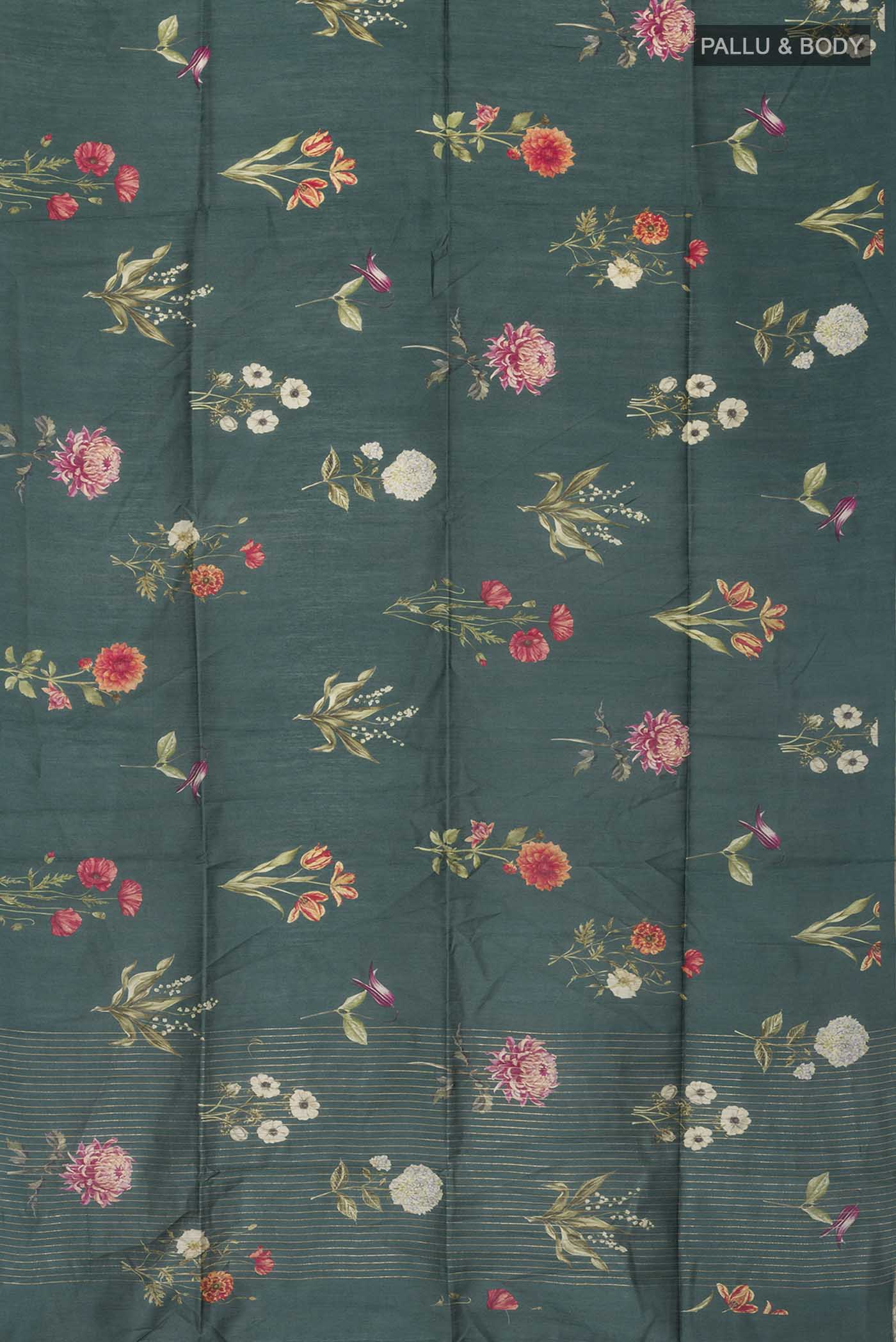 Green Bhagalpuri Tussar Silk Saree - Image 5