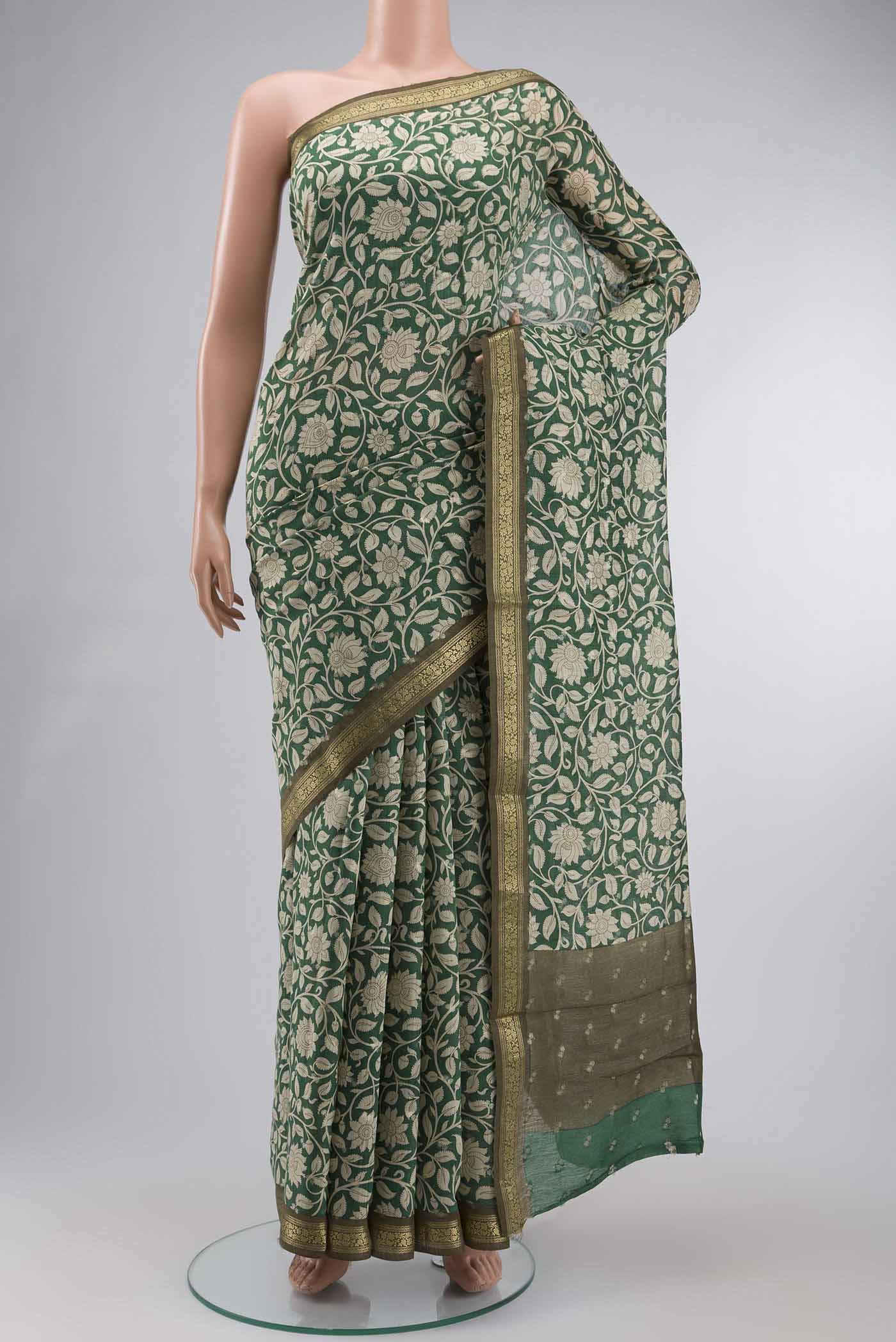 Green Bhagalpuri Tussar Silk Saree