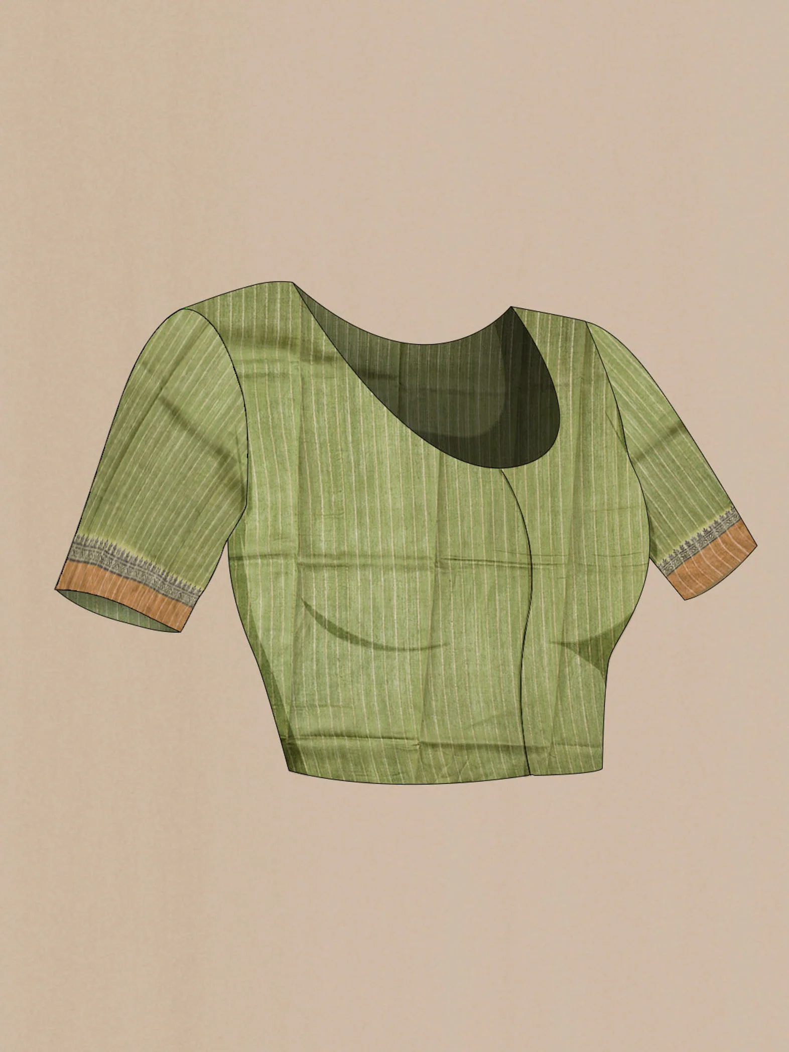 Green Bhagalpuri Tussar Silk Saree - Image 4