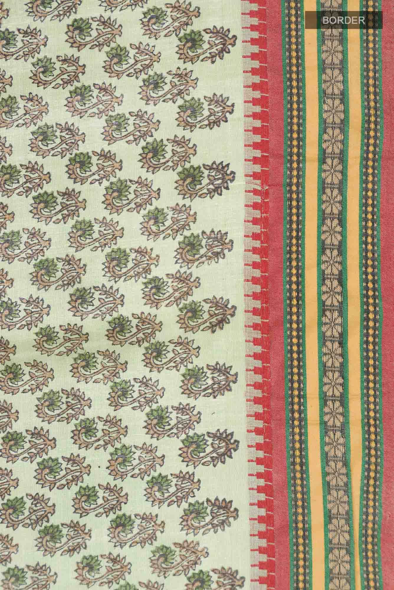 Green Bhagalpuri Tussar Silk Saree - Image 4