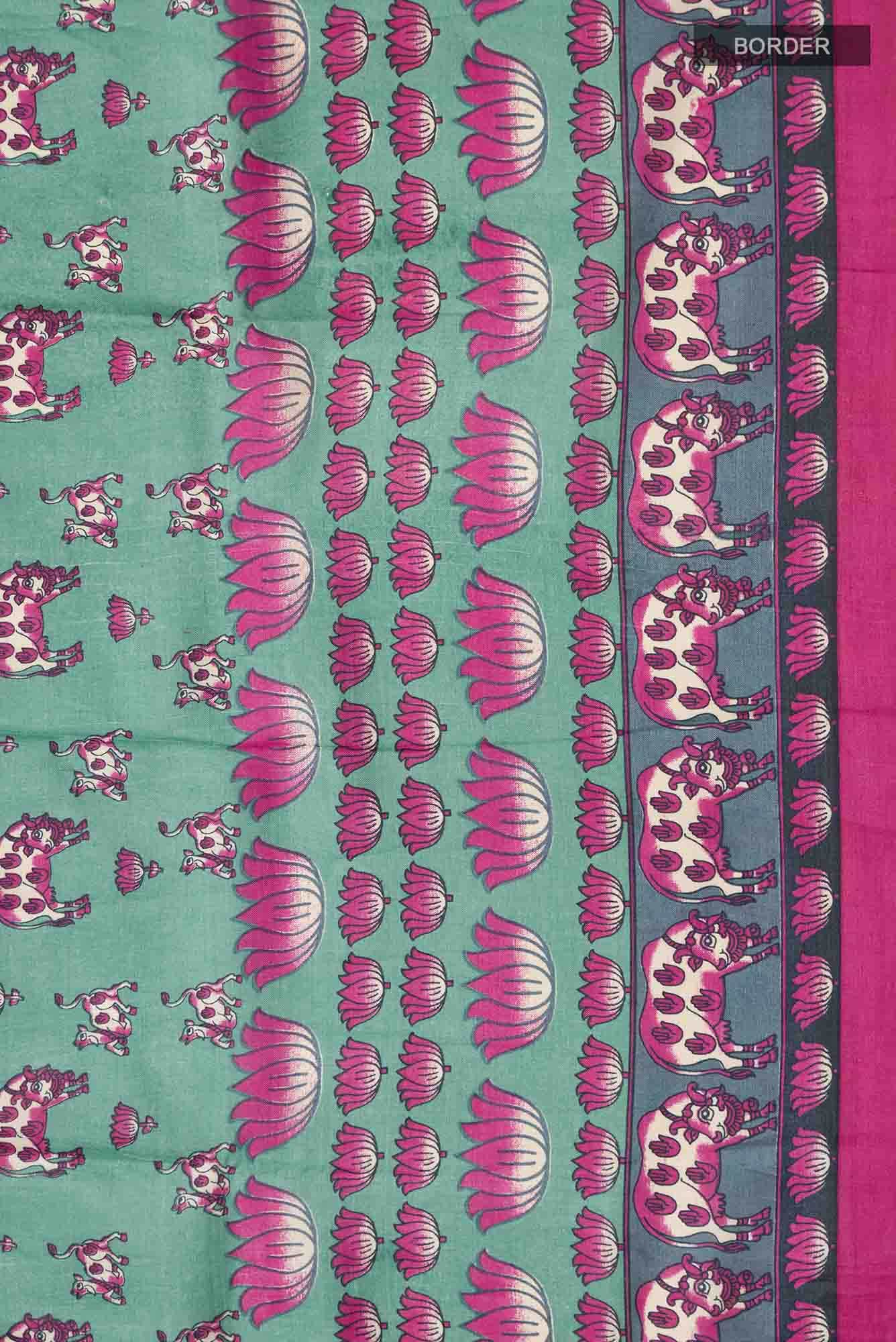 Green Bhagalpuri Tussar Silk Saree - Image 4