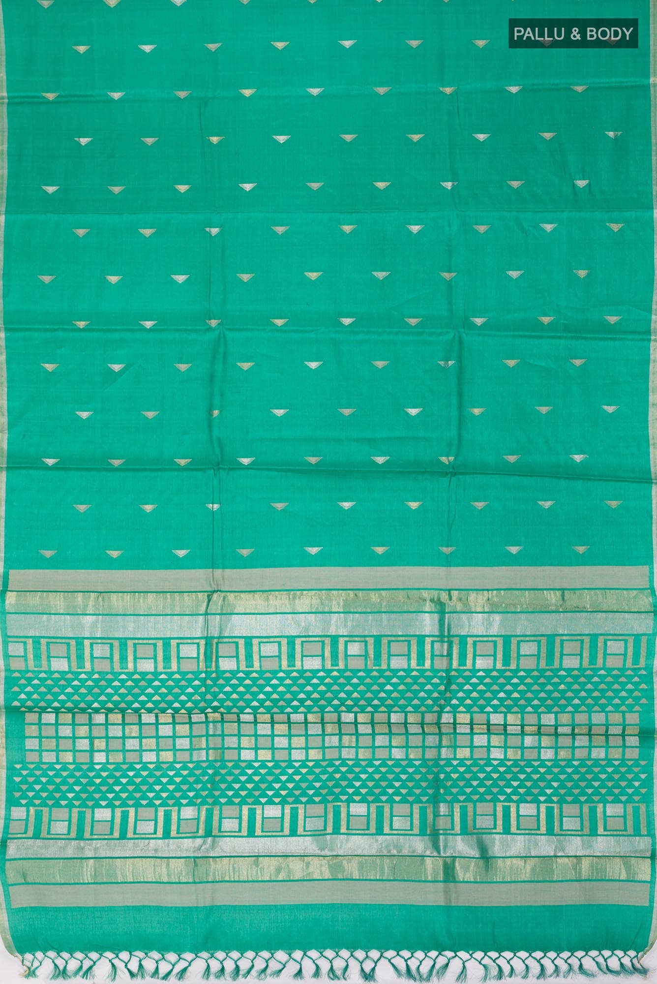Green Bhagalpuri Tussar Silk Saree - Image 4