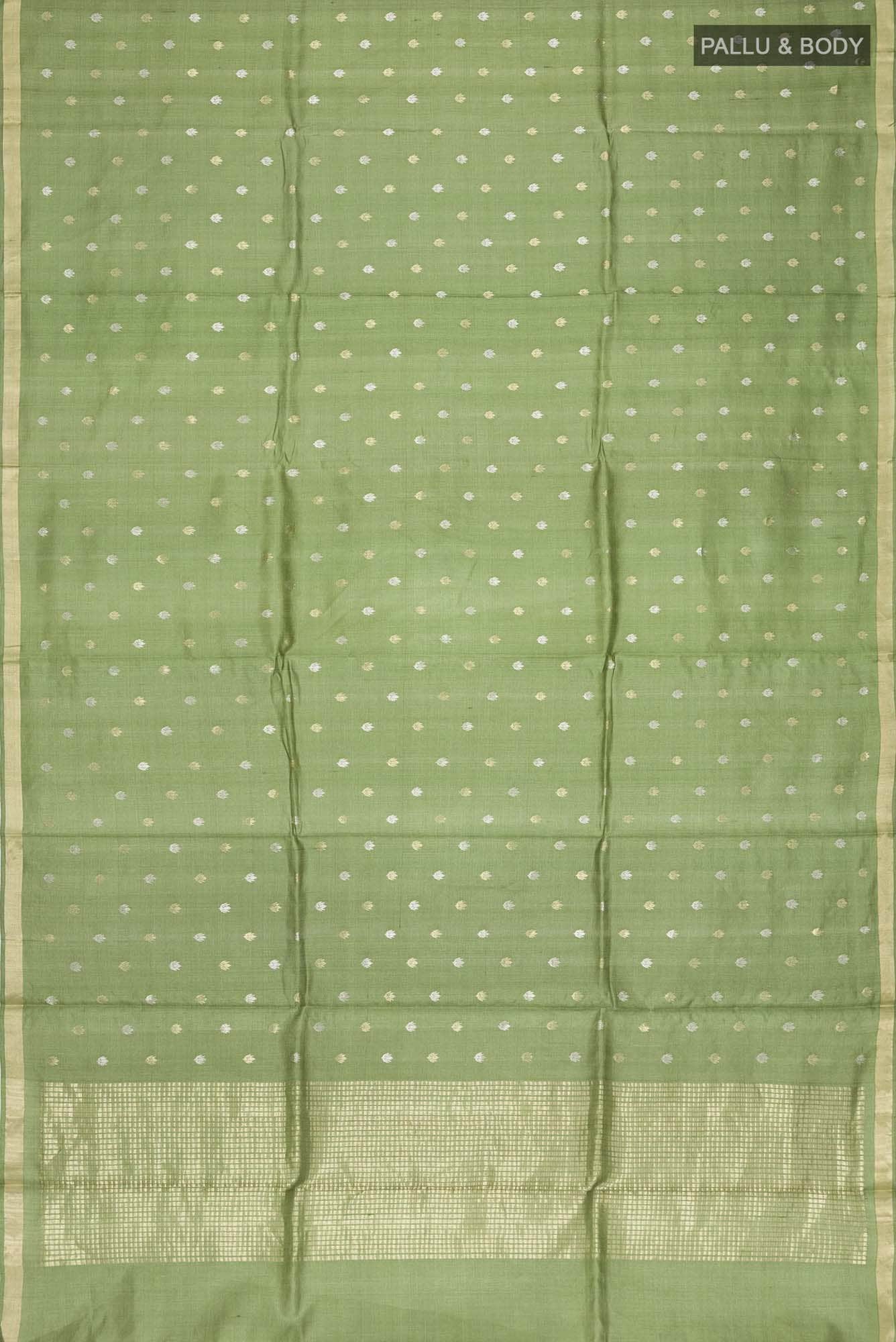 Green Bhagalpuri Tussar Silk Saree - Image 4