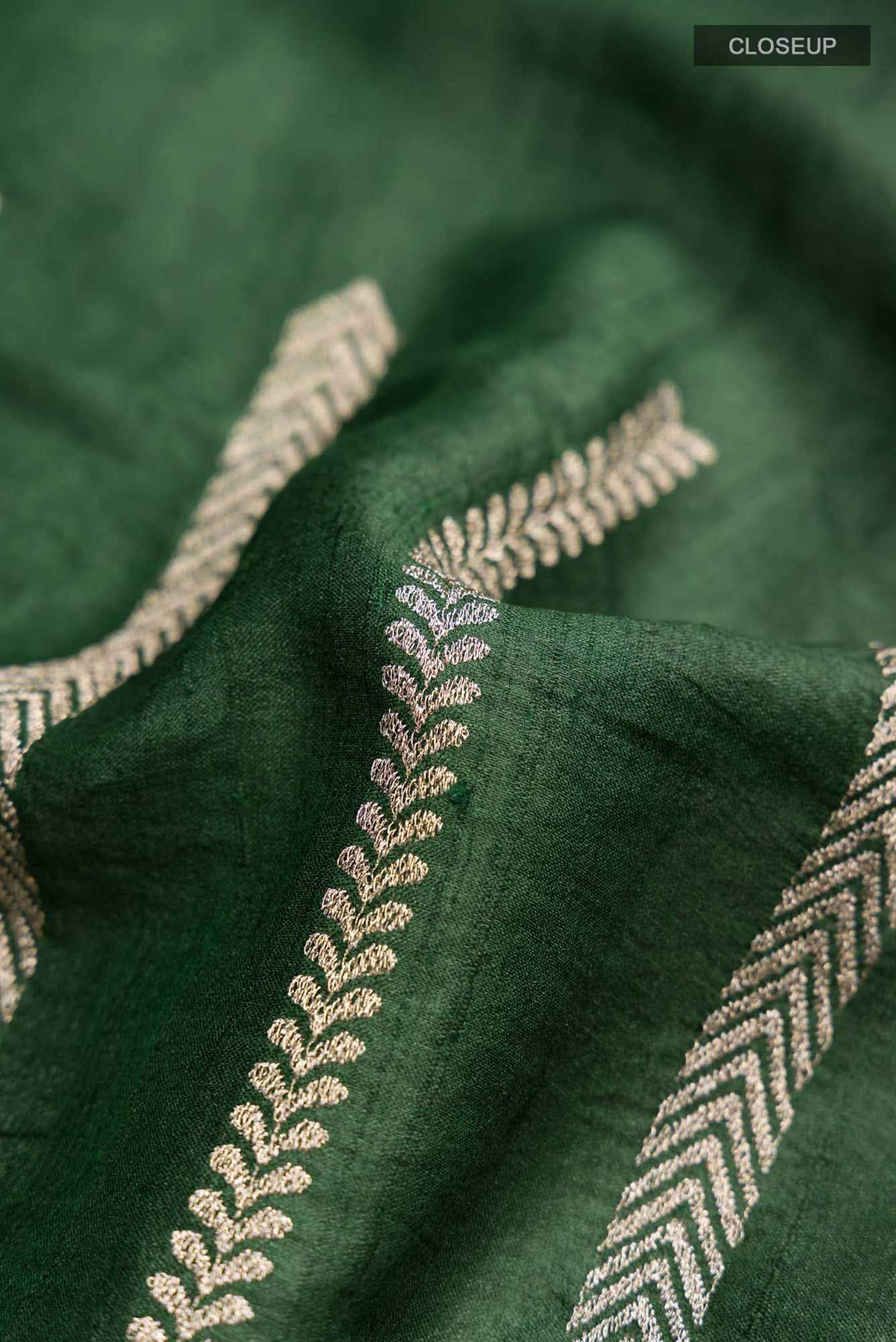 Green Bhagalpuri Tussar Silk Saree - Image 2