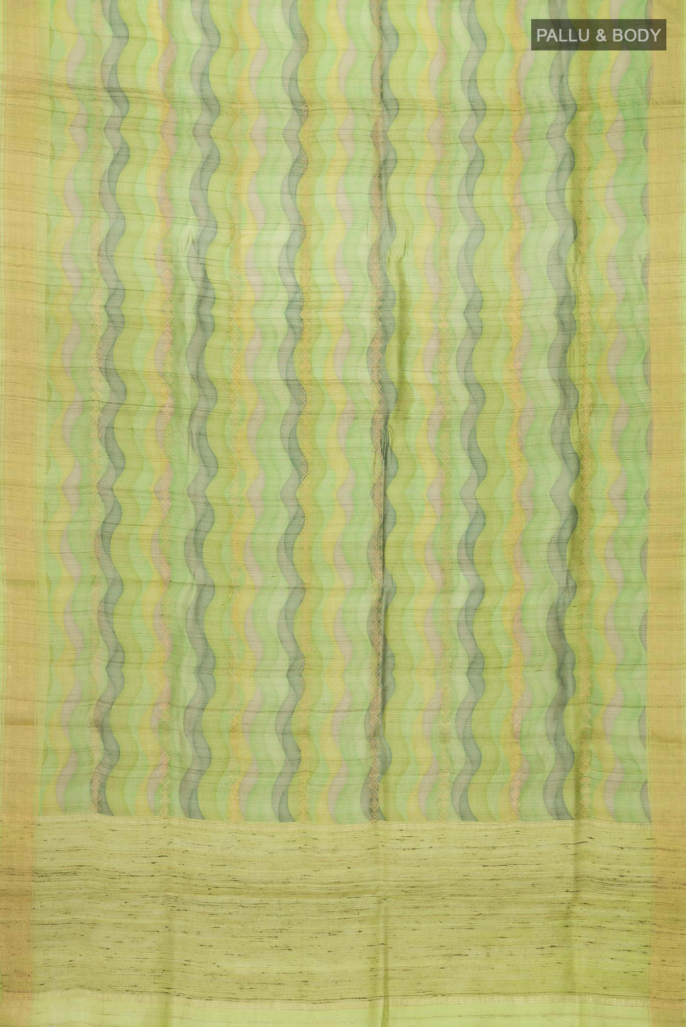 Green Bhagalpuri Tussar Silk Saree - Image 4