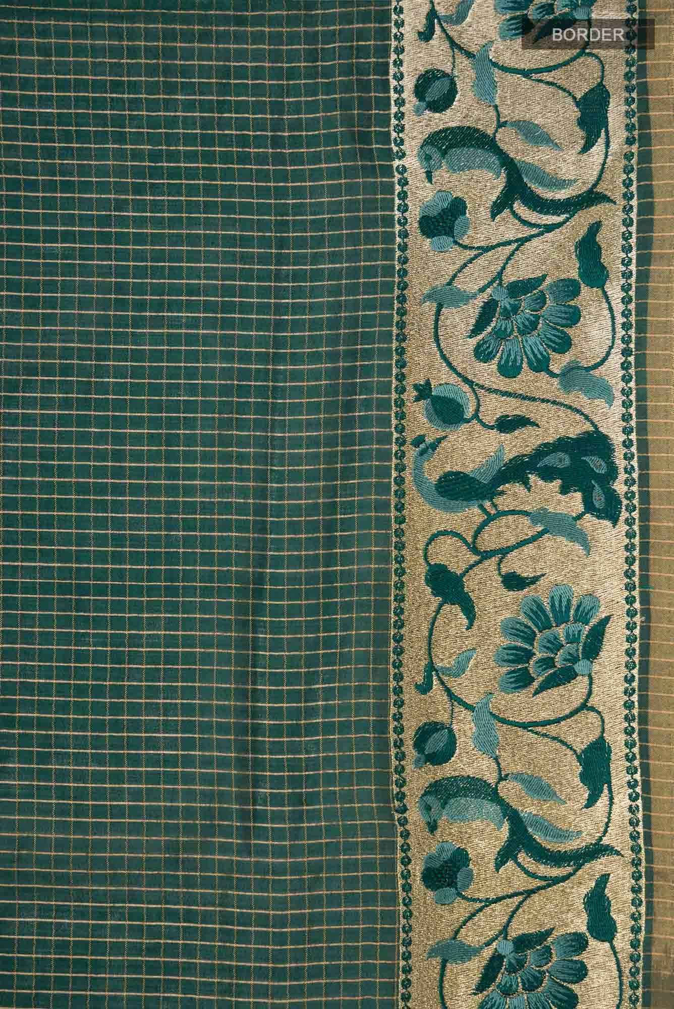 Green Bhagalpuri Tussar Silk Saree - Image 5
