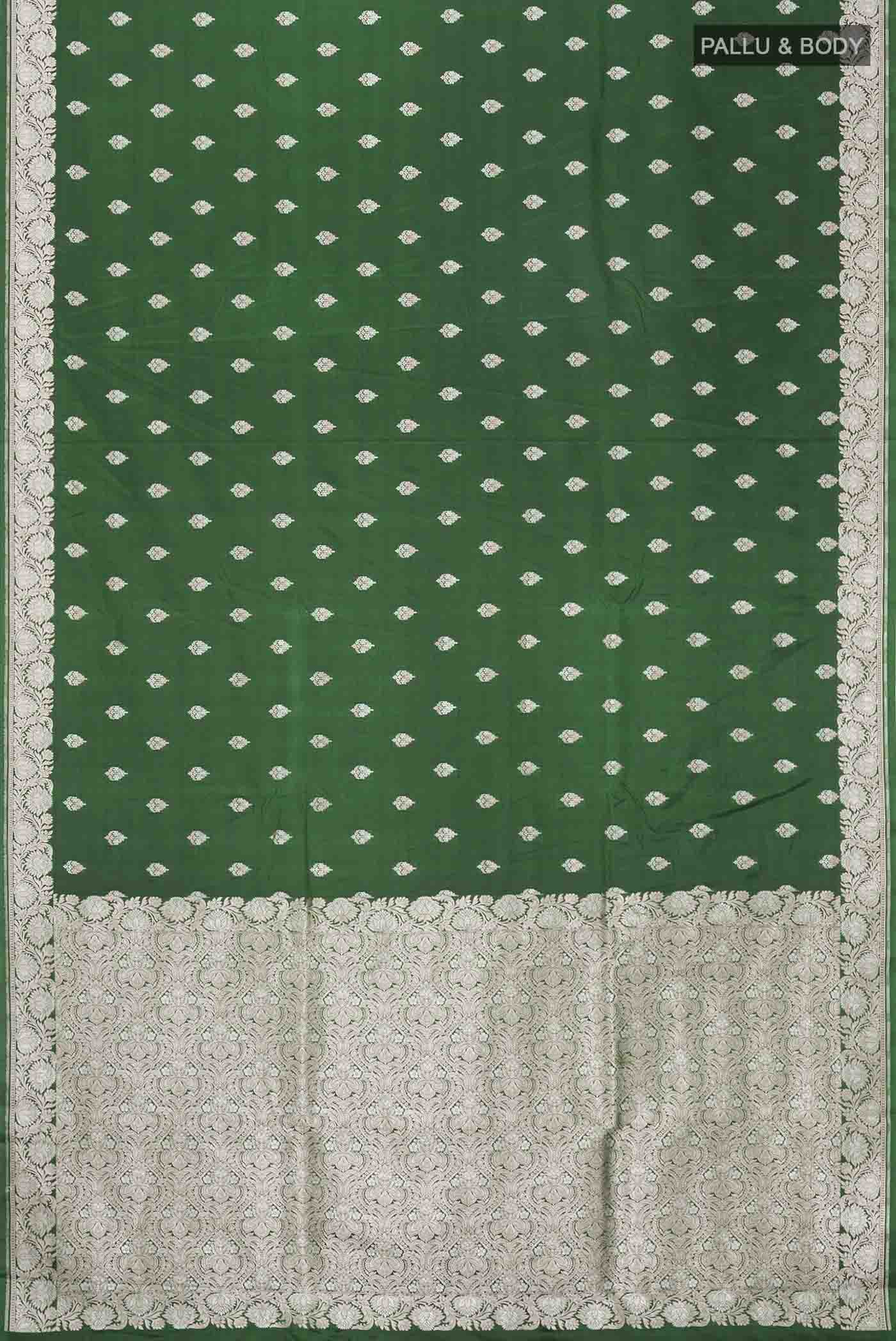 Green Blended Banarasi Silk Saree - Image 3