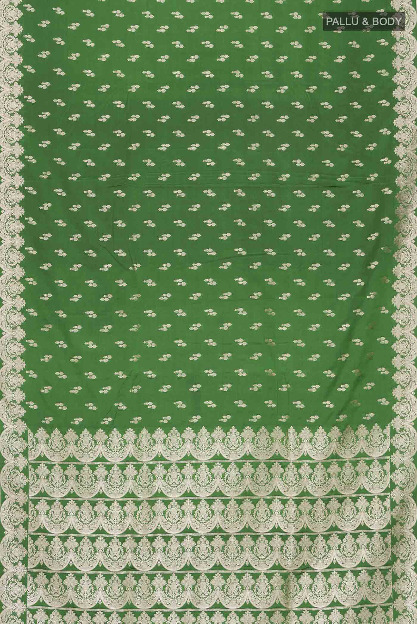 Green Blended Banarasi Silk Saree - Image 3