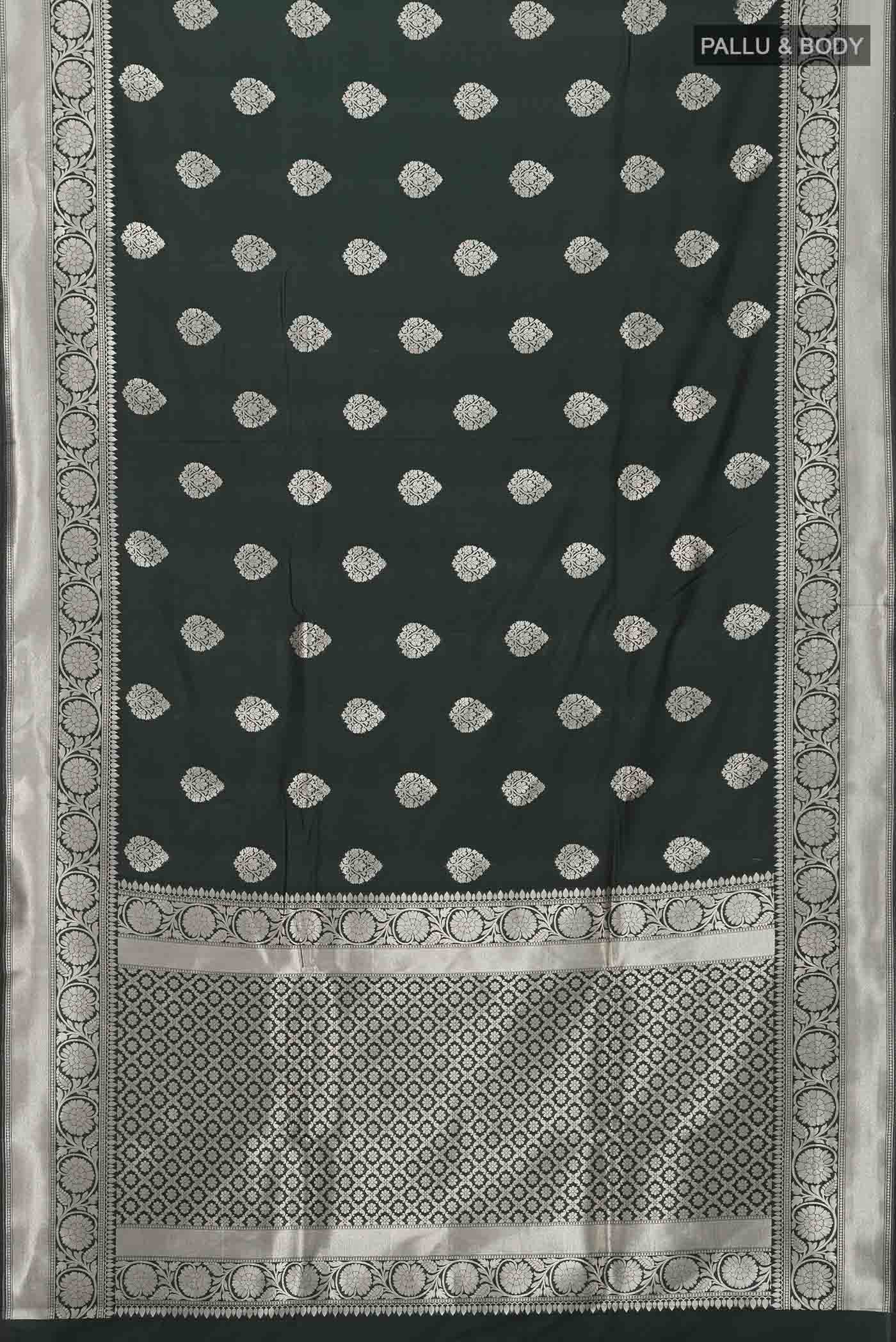 Green Blended Banarasi Silk Saree - Image 2
