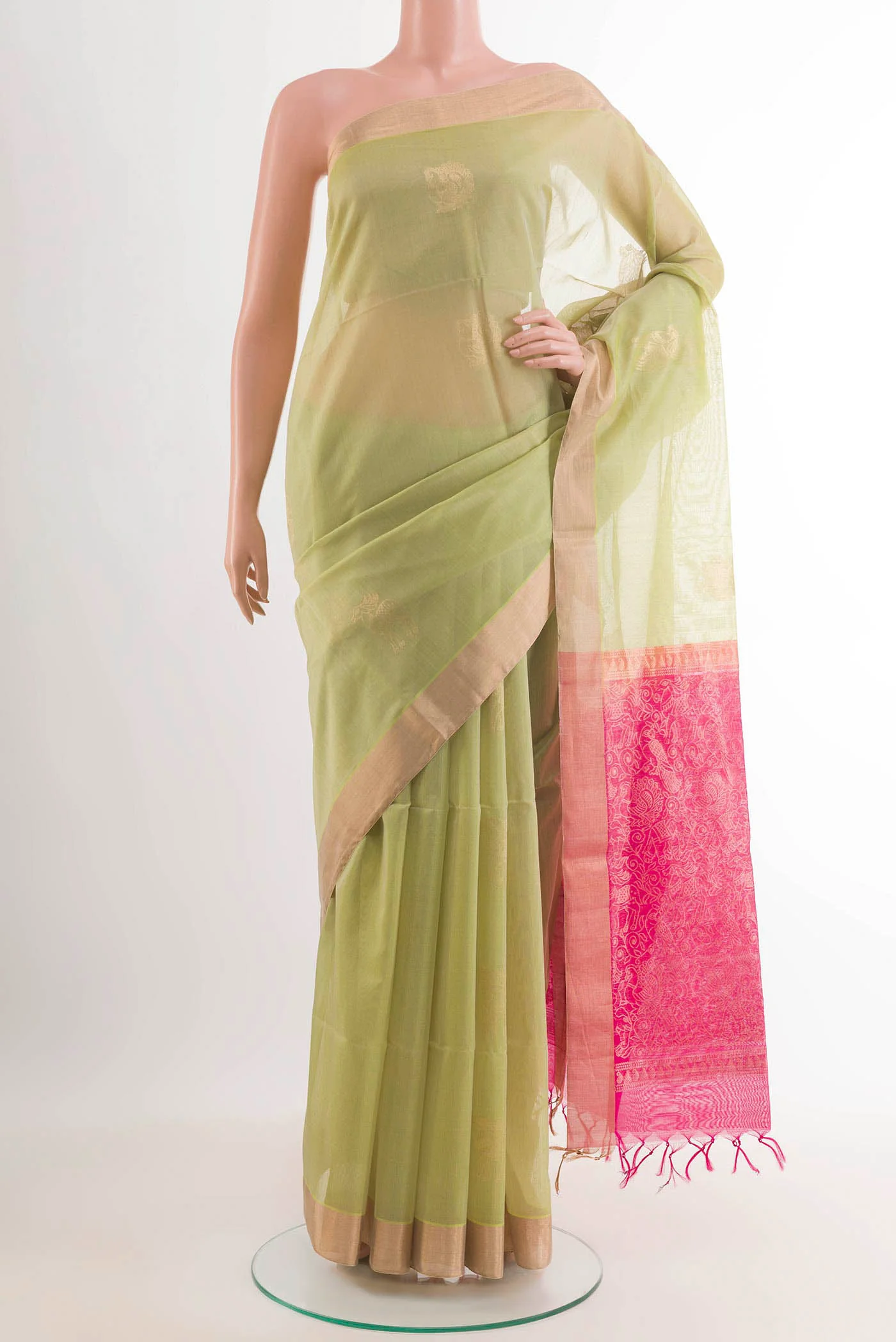 Light Green Silk Cotton Saree