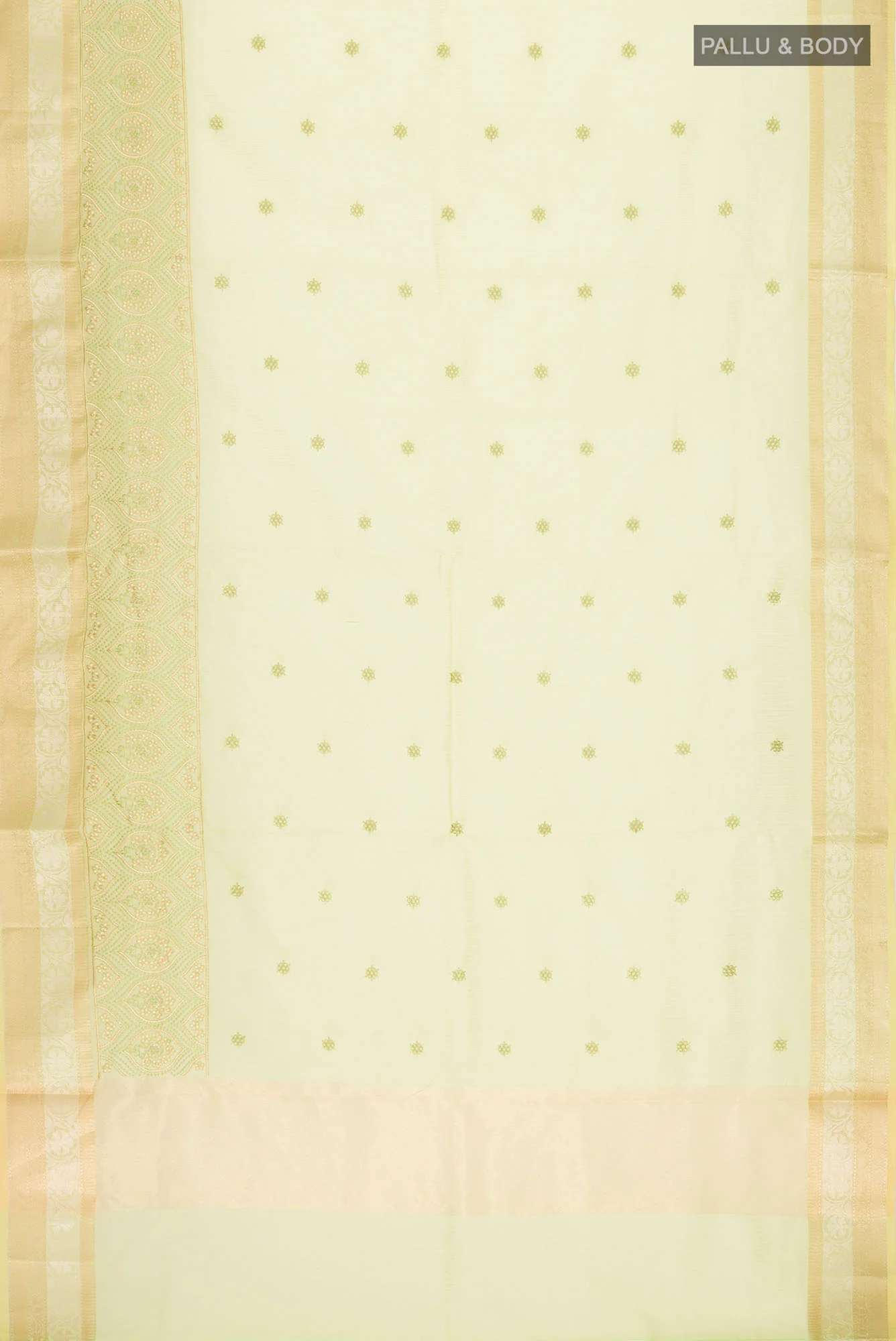 Green Blended Kota Cotton Saree - Image 5