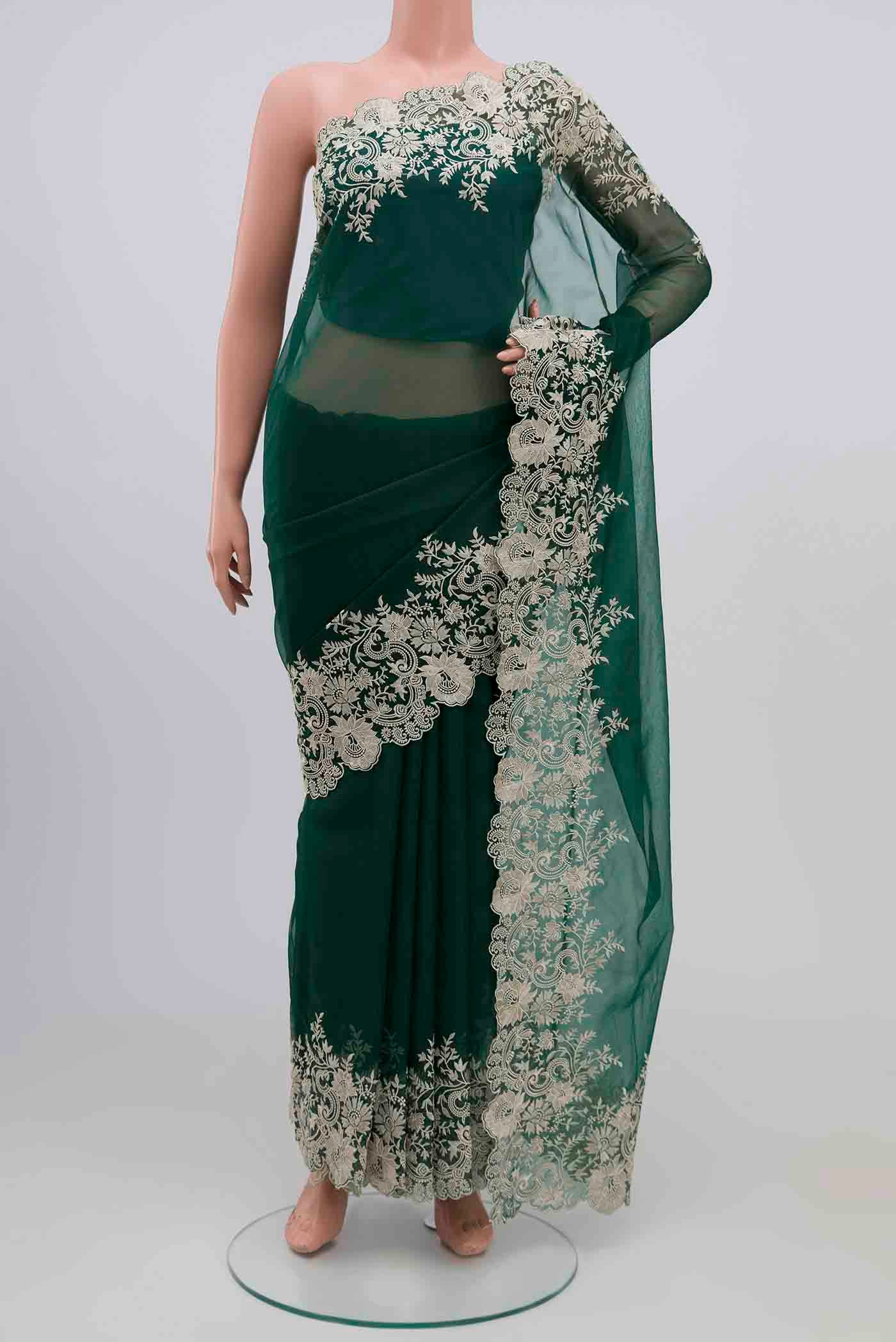 Green Blended Organza Silk Saree
