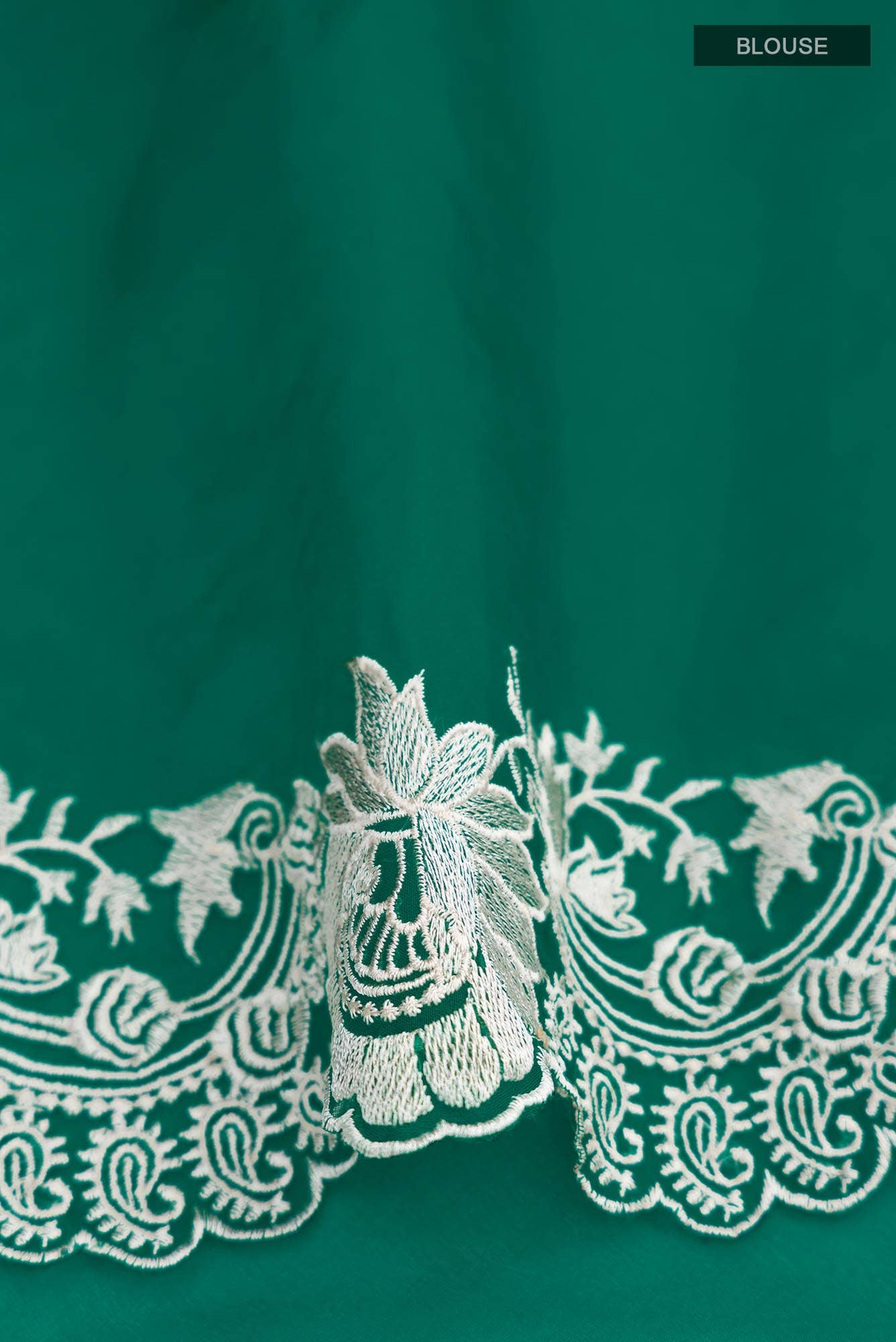 Green Blended Organza Silk Saree - Image 2