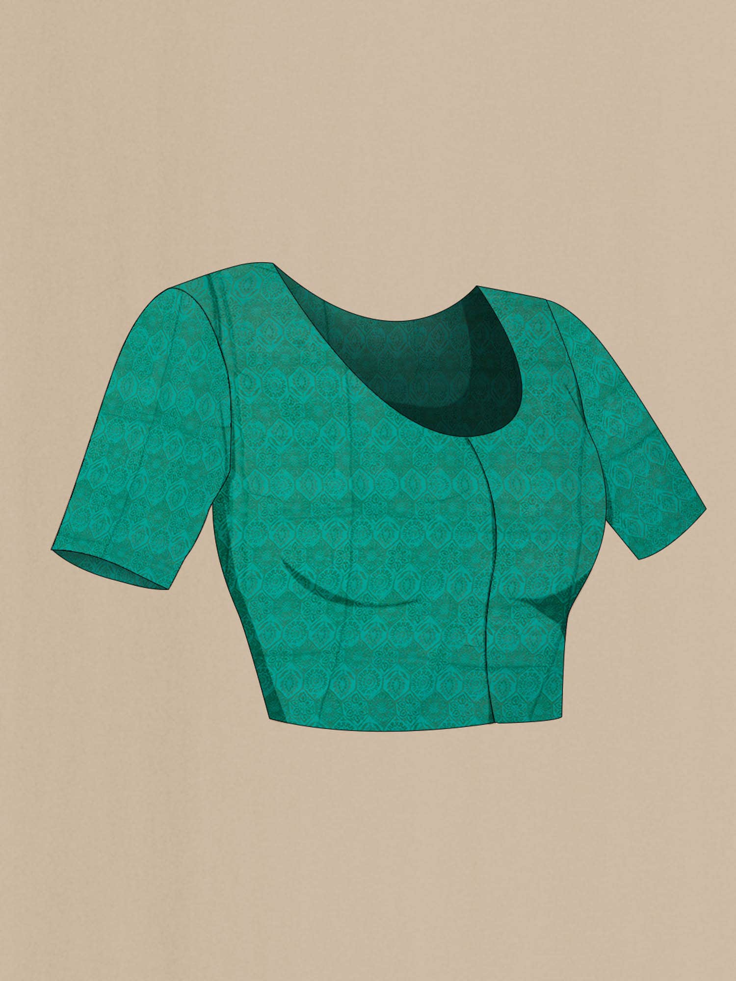 Green Blended Viscose Crepe Saree - Image 3