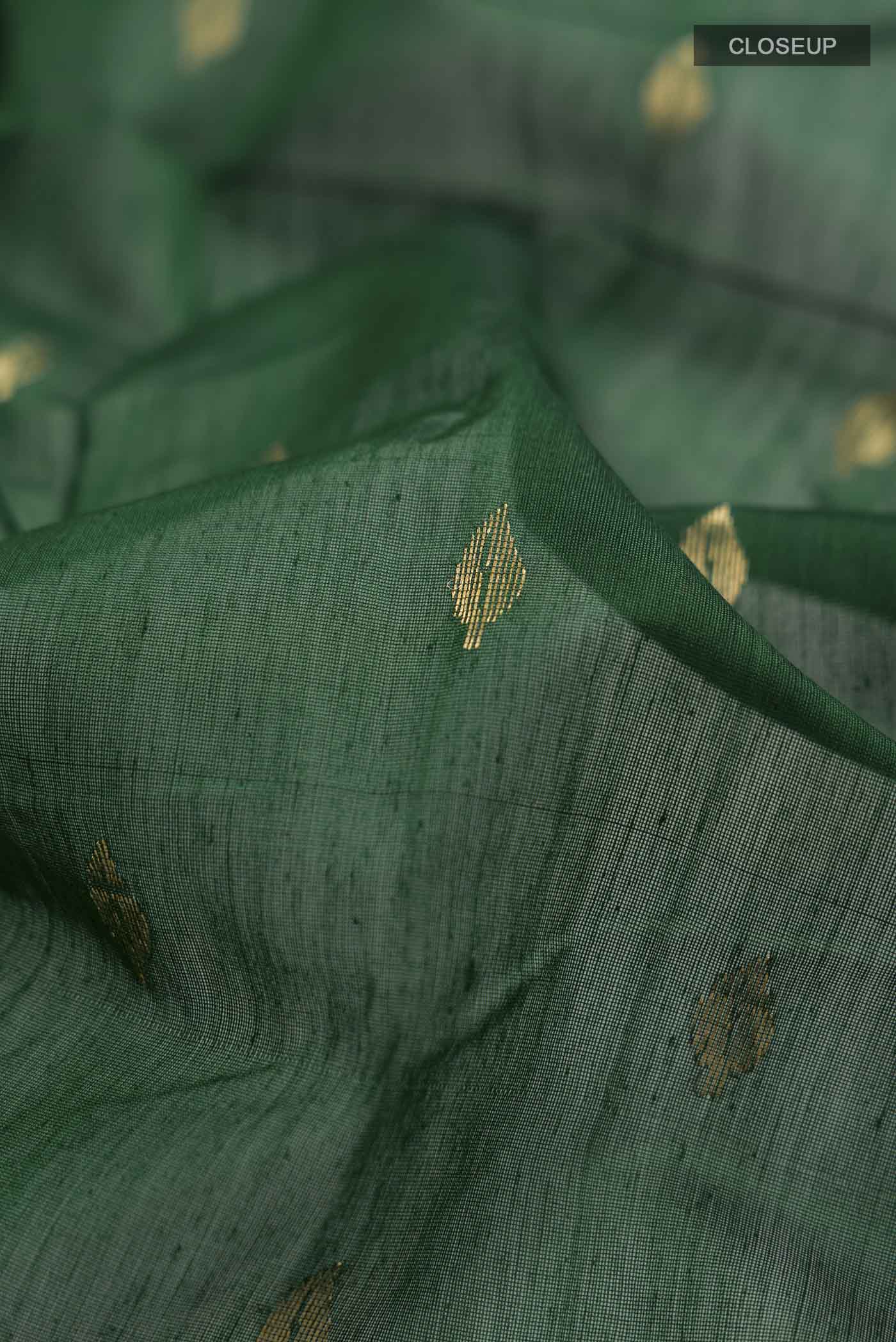 Green Chanderi Silk Cotton Saree - Image 2