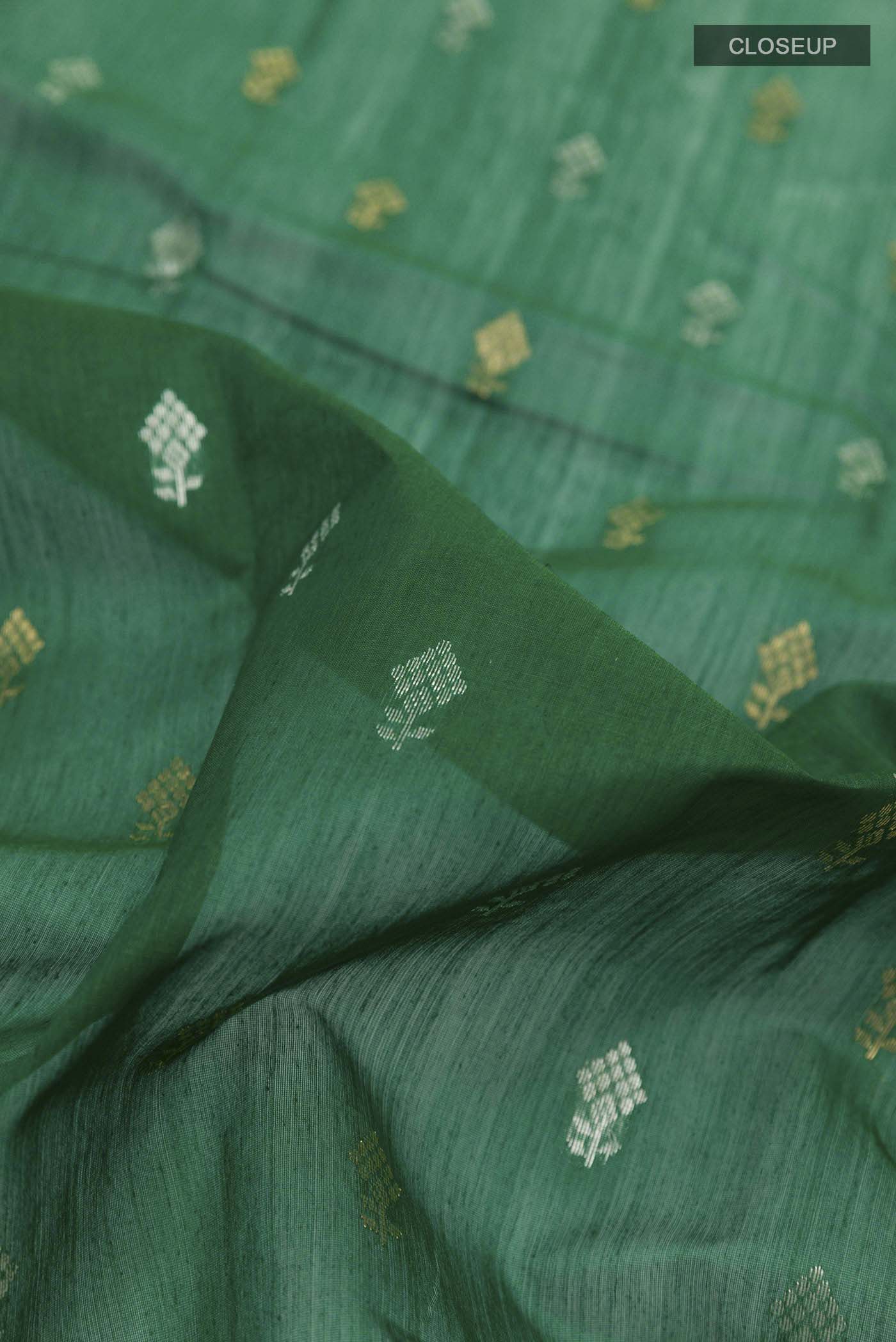 Green Chanderi Silk Cotton Saree - Image 2