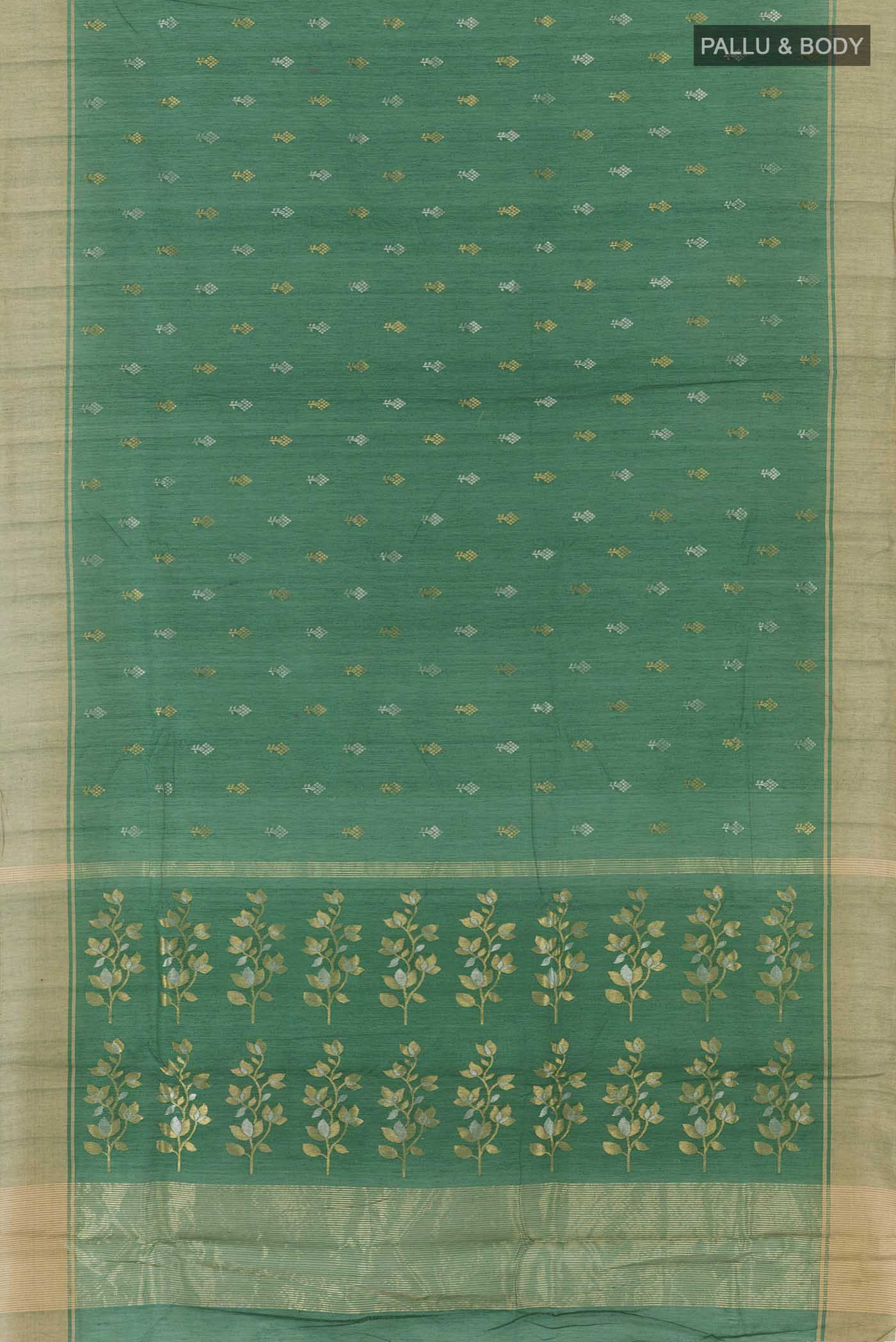 Green Chanderi Silk Cotton Saree - Image 5