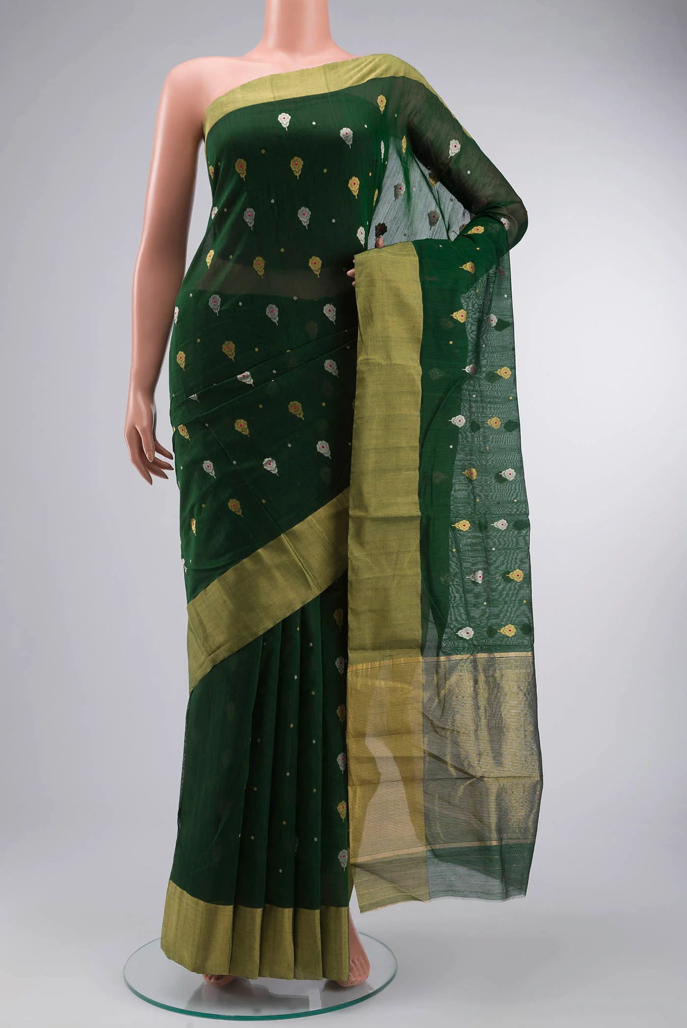 Green Chanderi Silk Cotton Saree