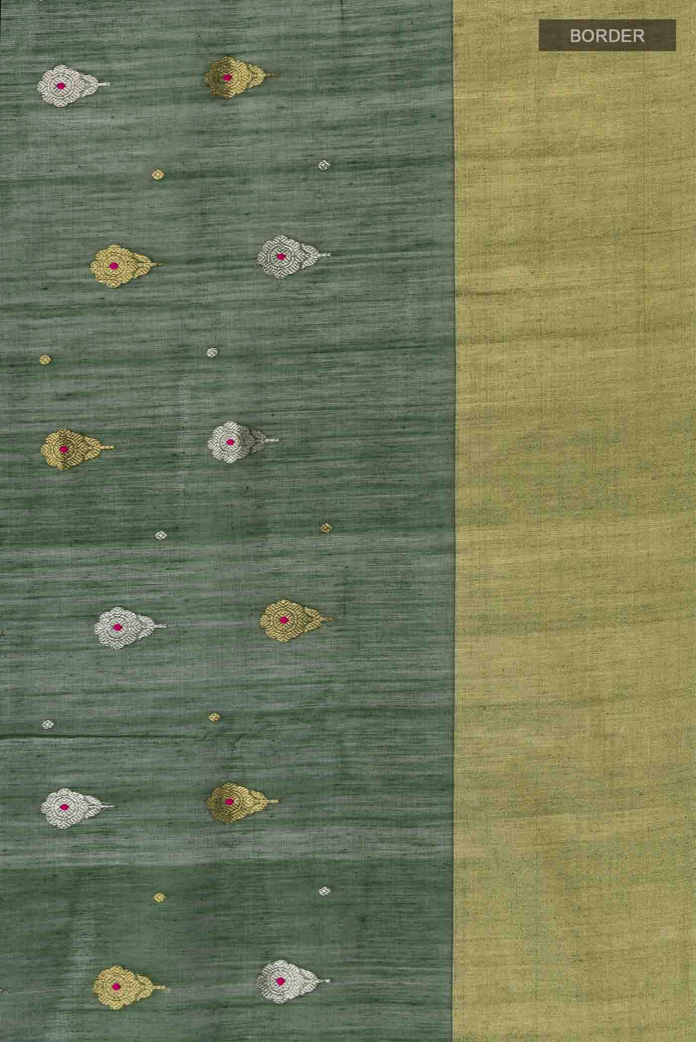 Green Chanderi Silk Cotton Saree - Image 3