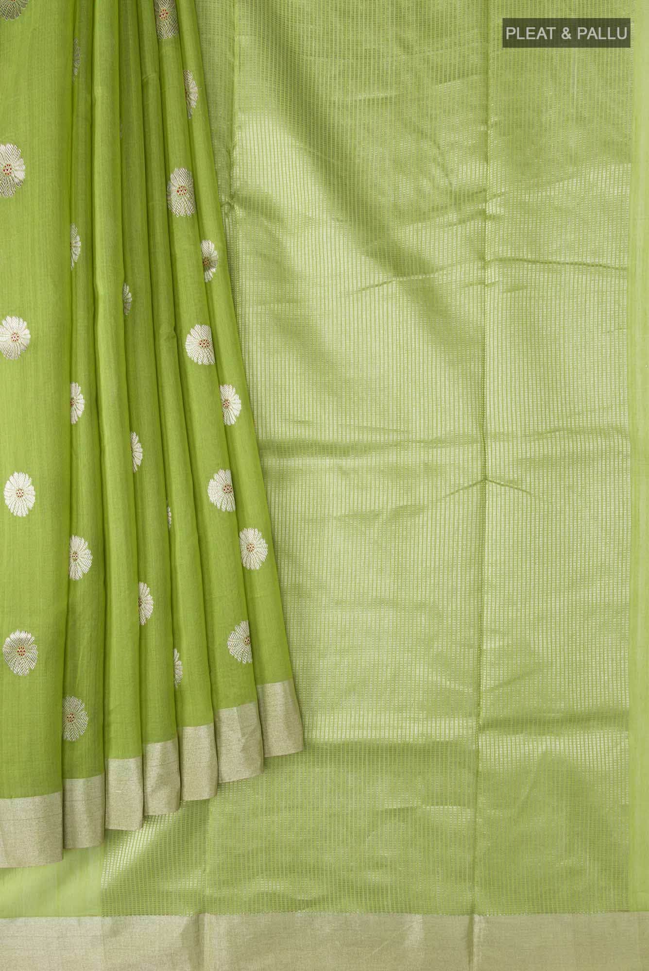 Navya Green Chanderi Silk Cotton Saree - Image 2