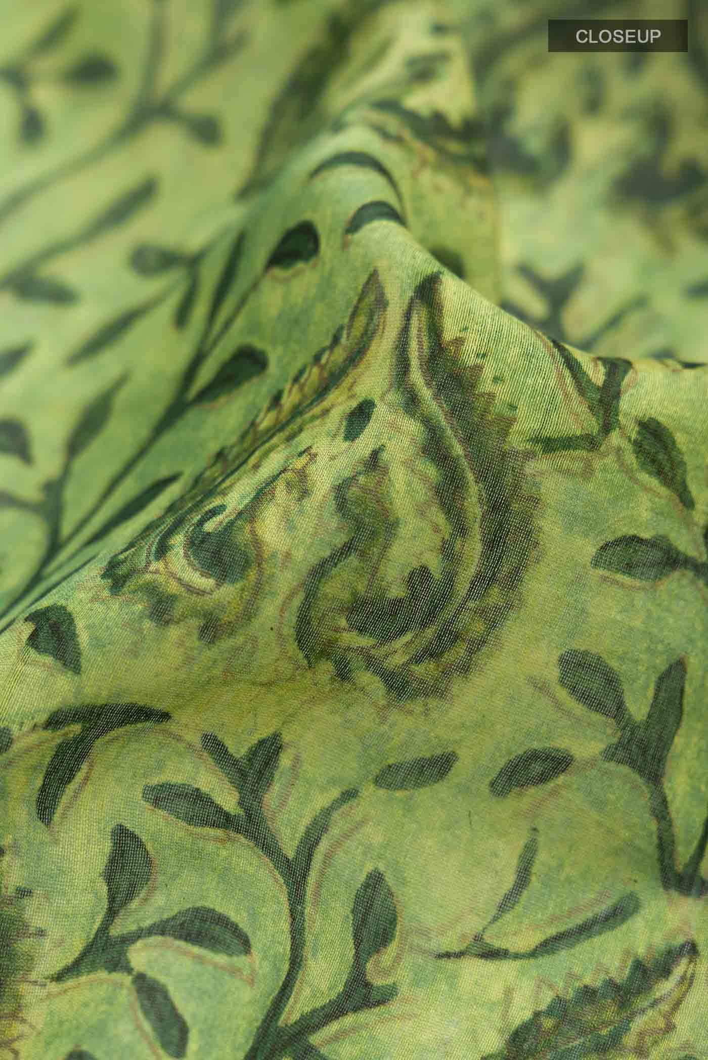 Green Chanderi Silk Cotton Saree - Image 2