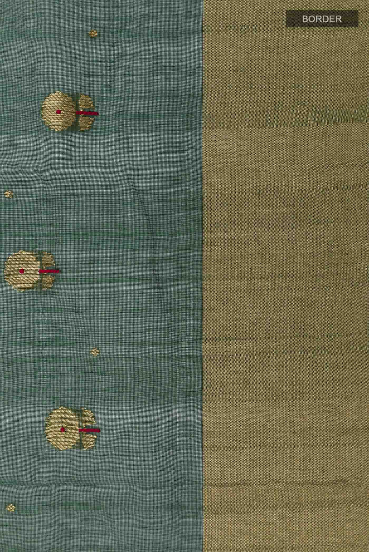 Green Chanderi Silk Cotton Saree - Image 3