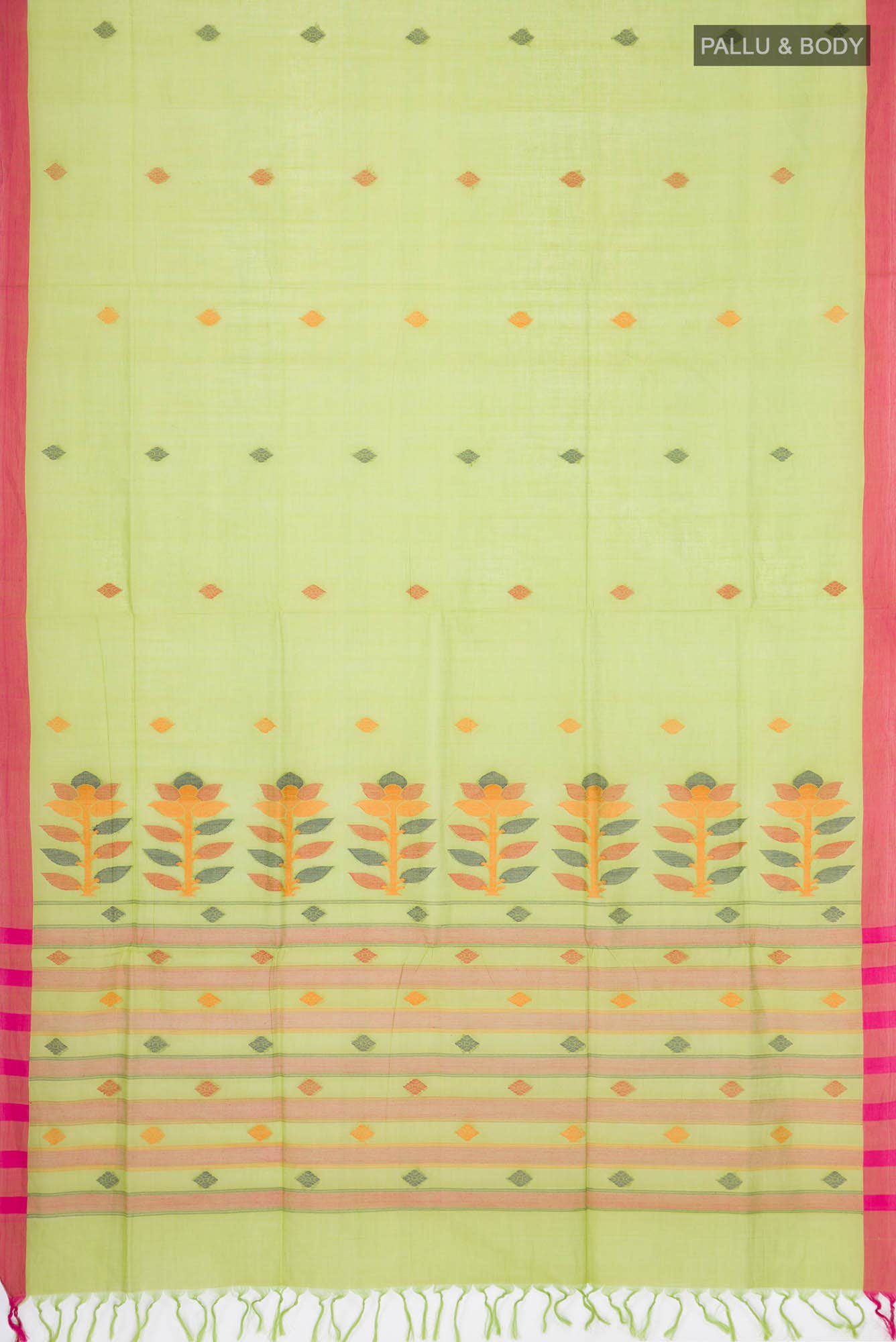 Green Coimbatore Cotton Saree - Image 2