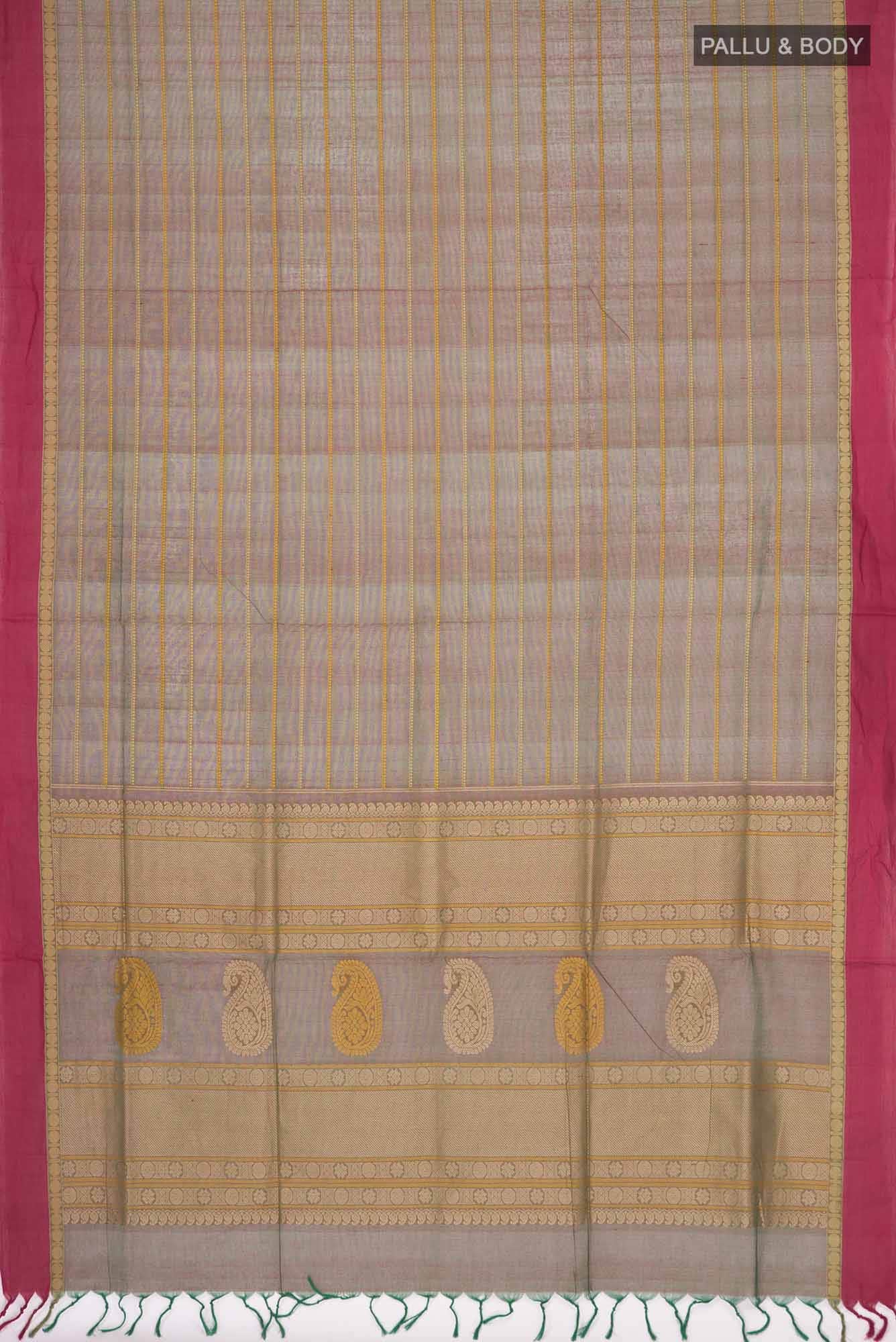 Green Coimbatore Cotton Saree - Image 2