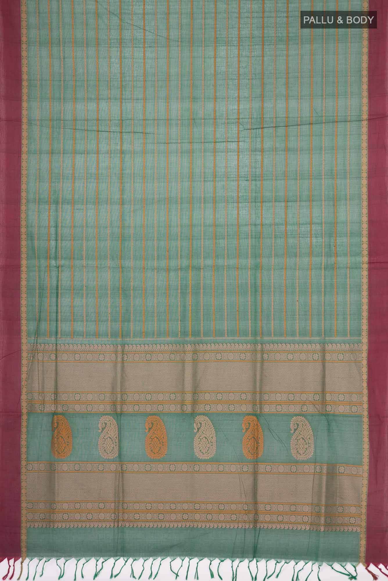 Green Coimbatore Cotton Saree - Image 2