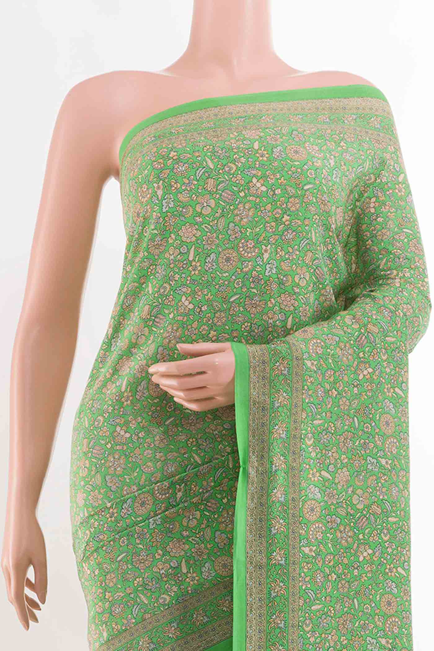Green Crepe Saree - Image 2