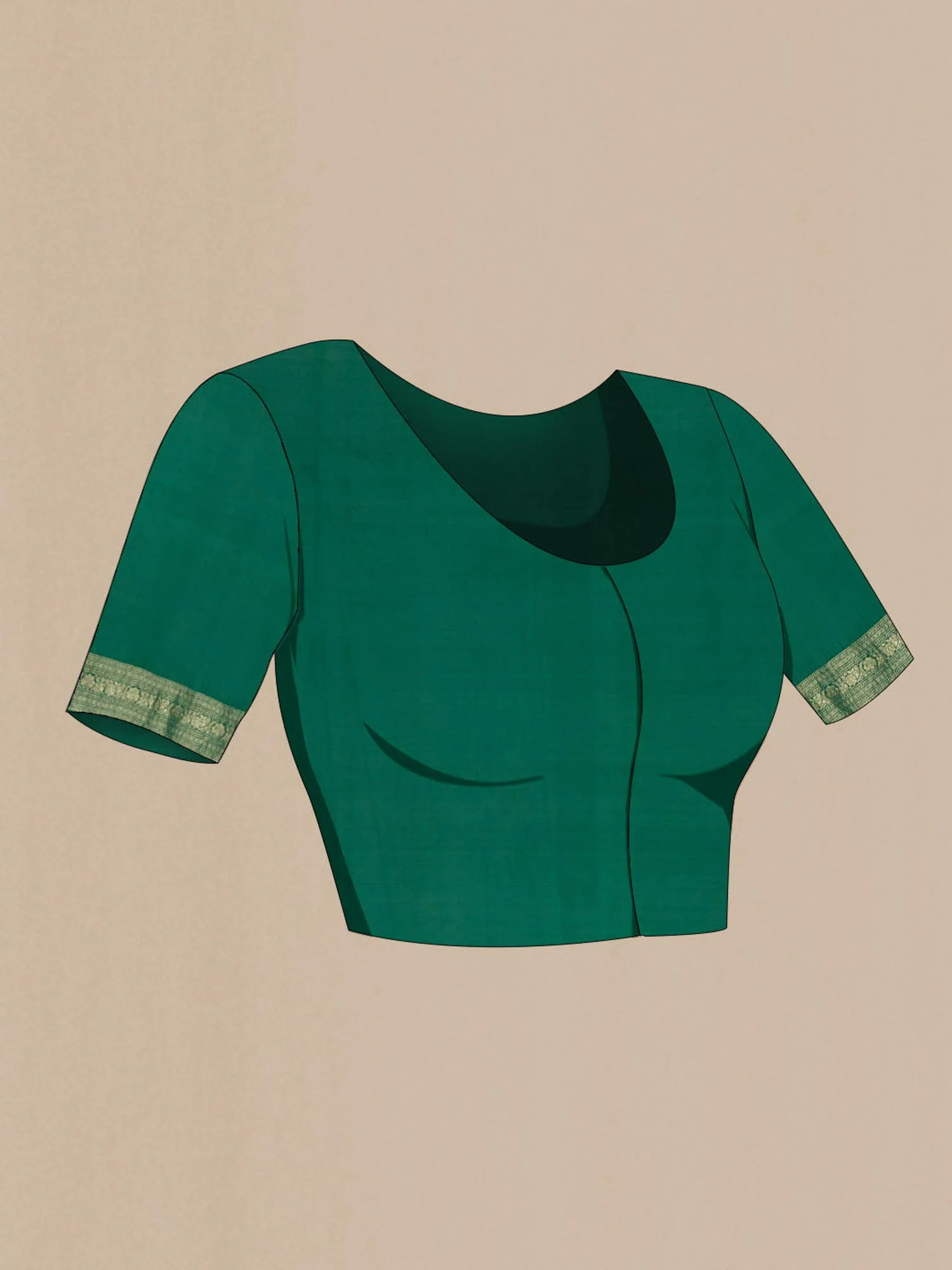 Green Crepe Saree - Image 5