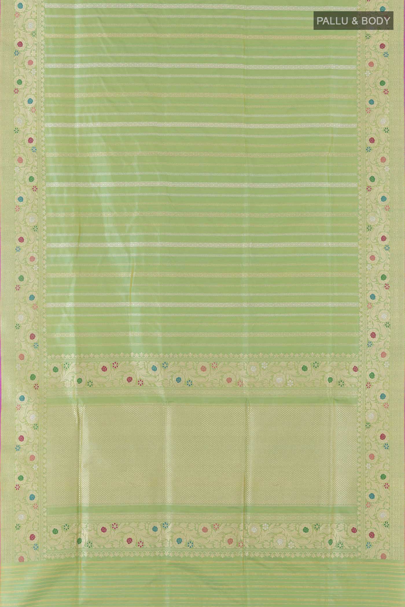 Green Dual Tone Banarasi Silk Saree - Image 6