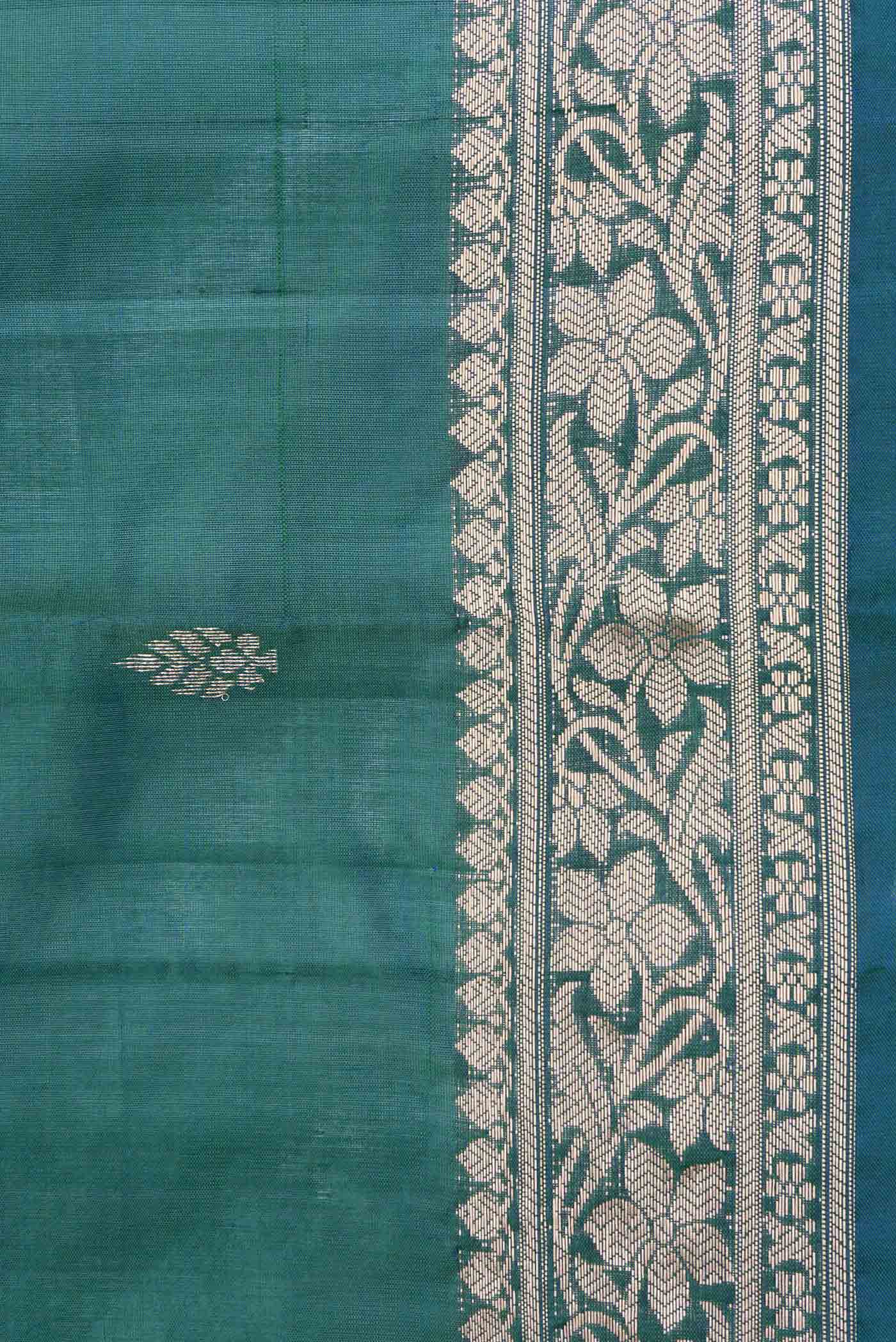 Blue with Green Color Banarasi Katan Silk Saree - Image 3