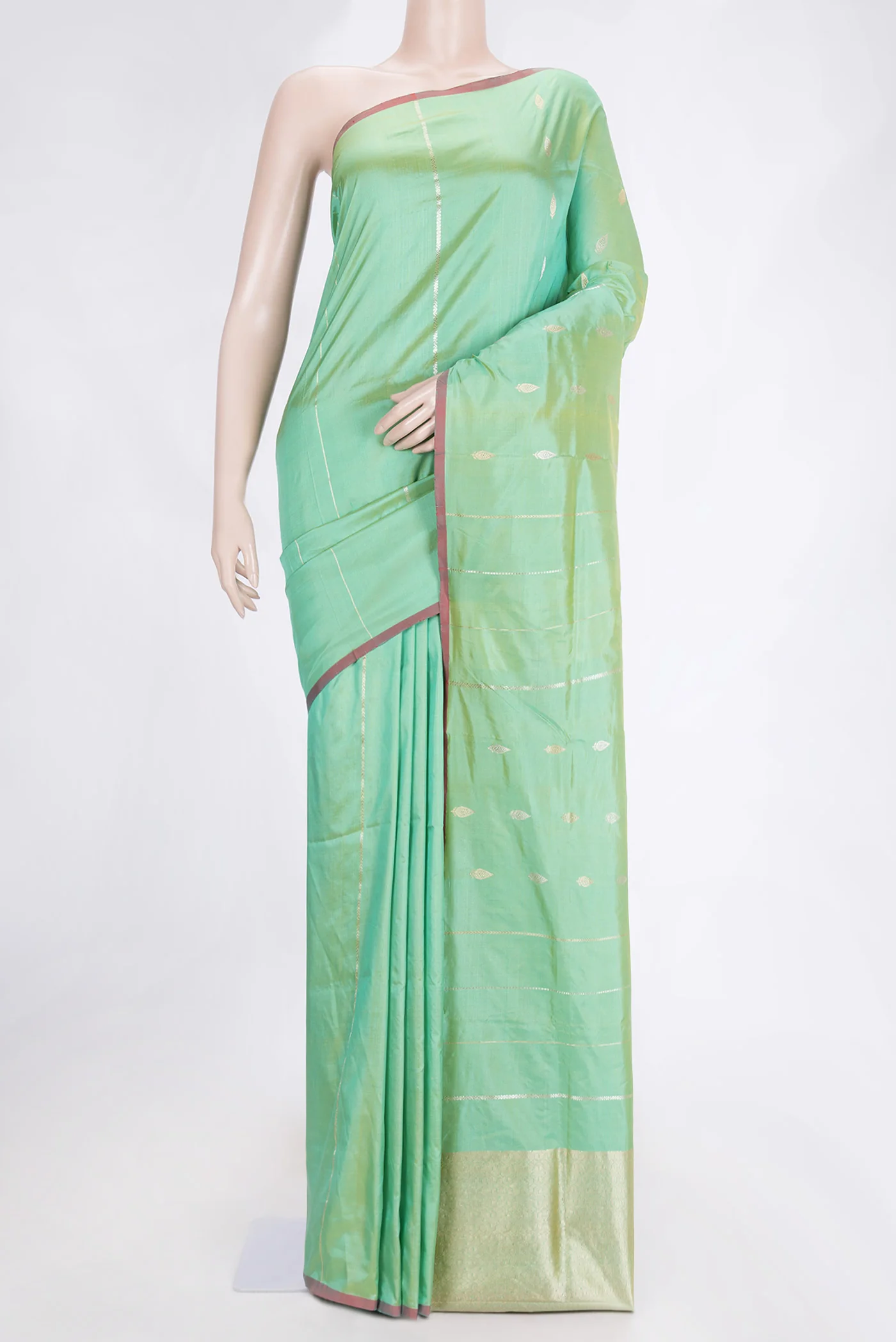 Sea Green Banarasi Katan Silk Saree
