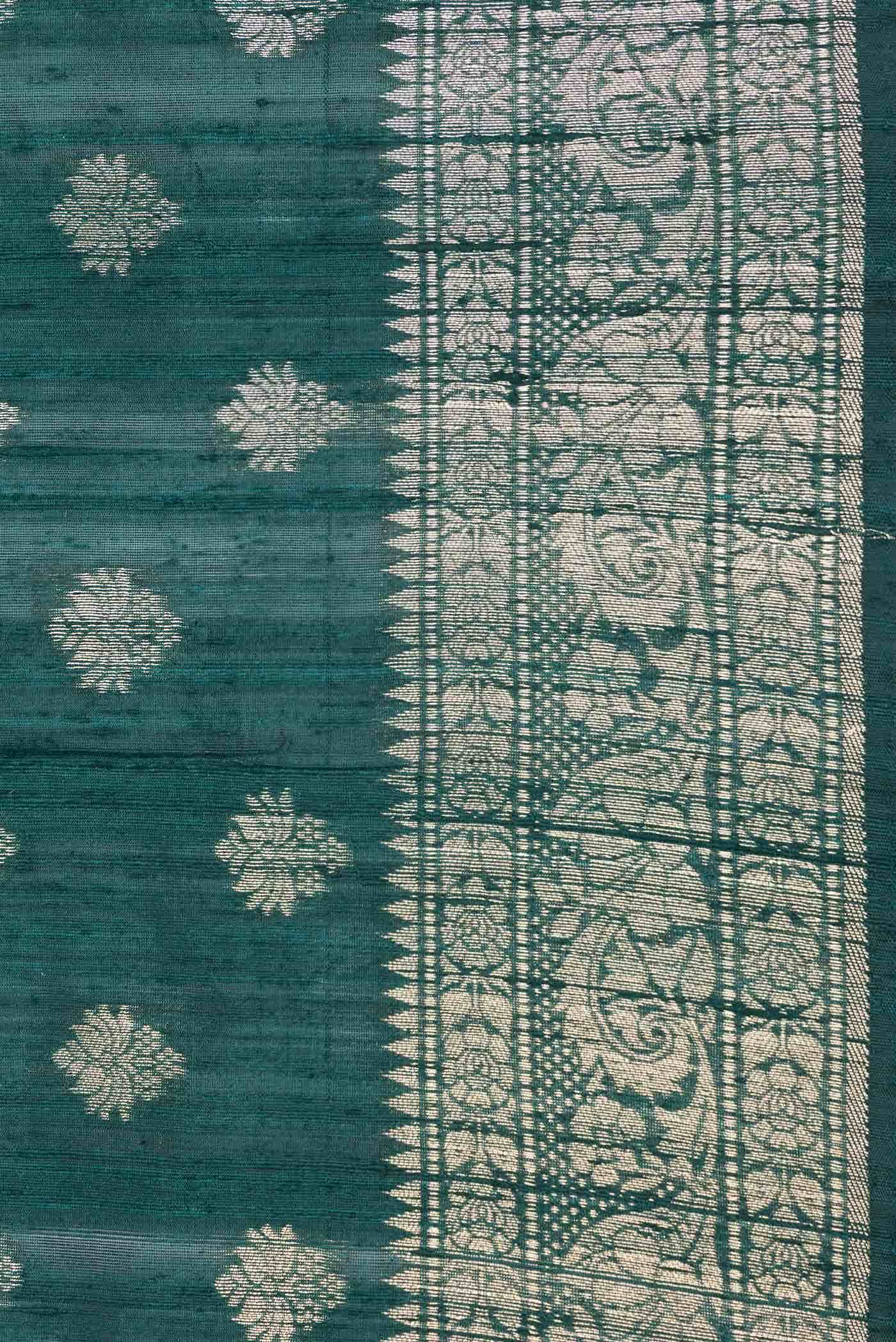 Green Dual Tone Banarasi Silk Saree - Image 3
