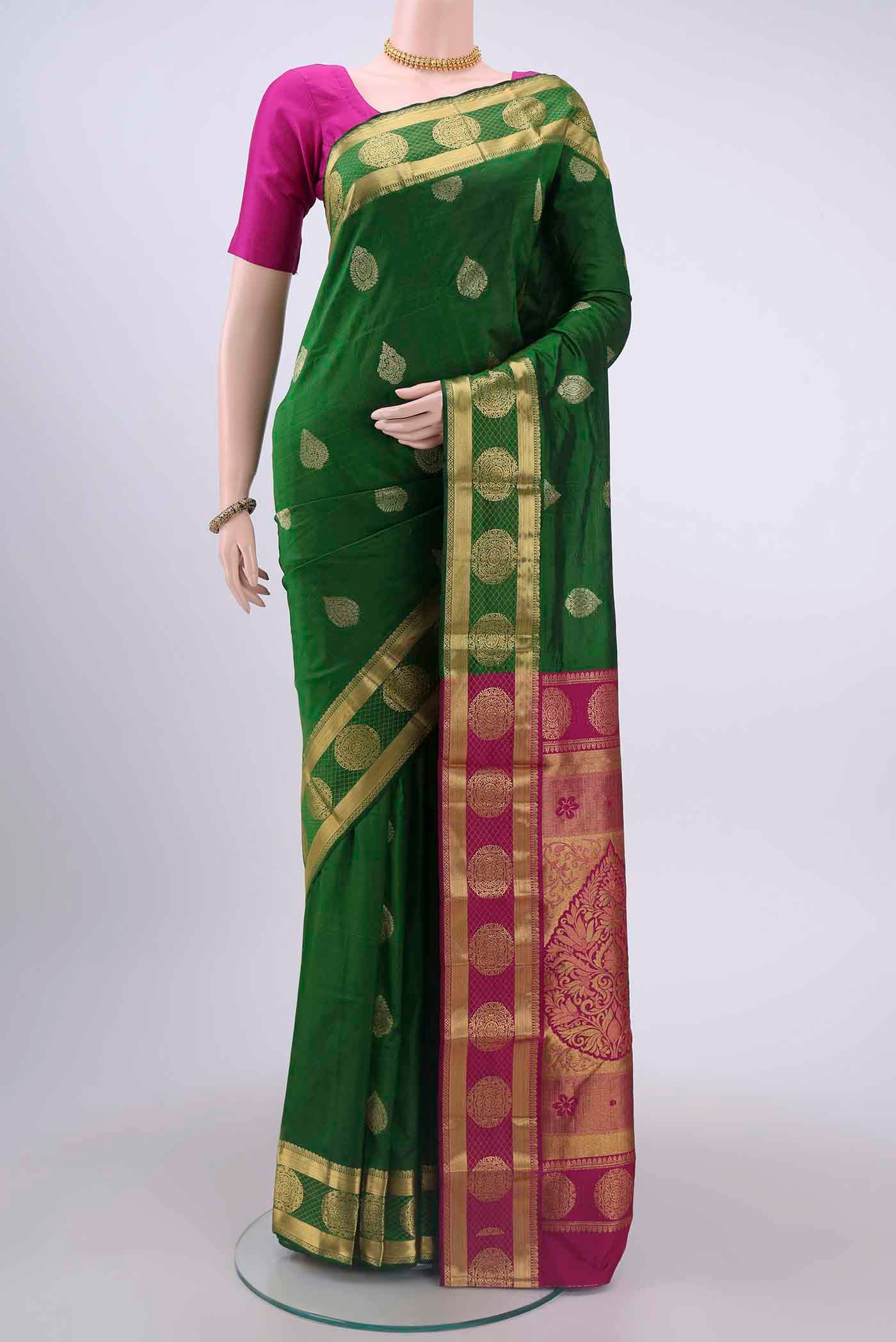 Green Dual Tone Blended Bangalore Silk Saree