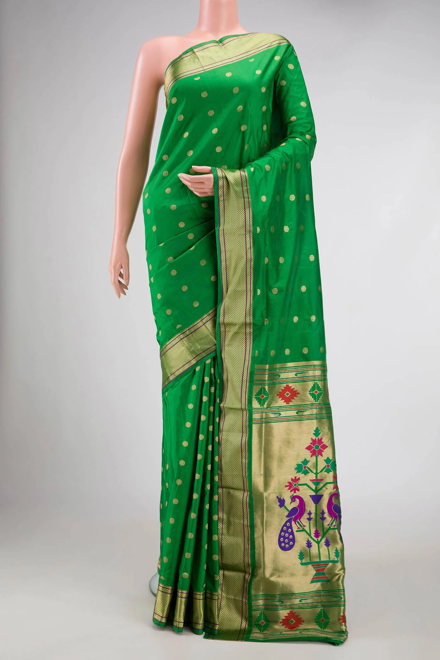 Green Dual Tone Blended Paithani Silk Saree