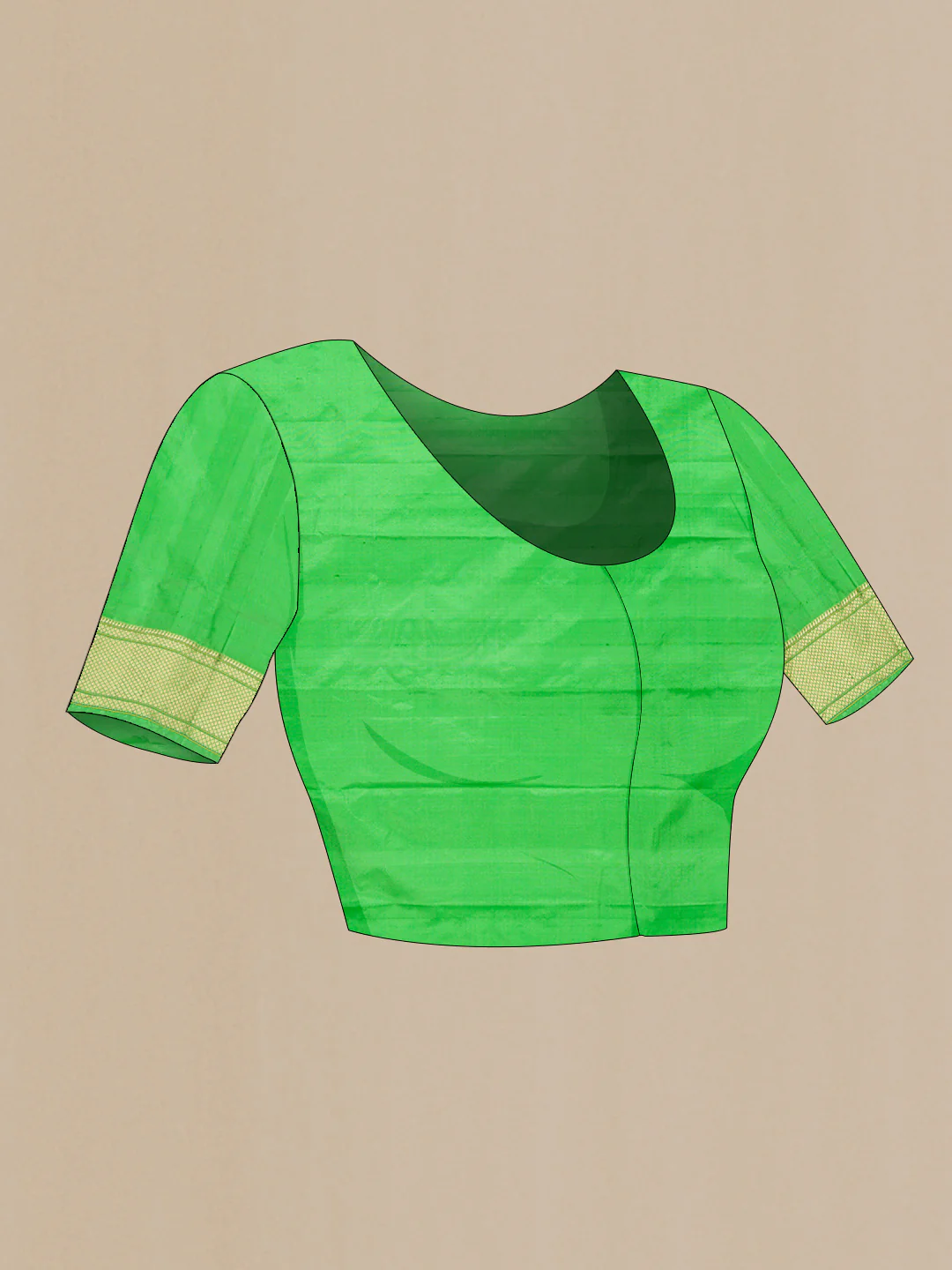Parrot Green Blended Paithani Silk Saree - Image 4