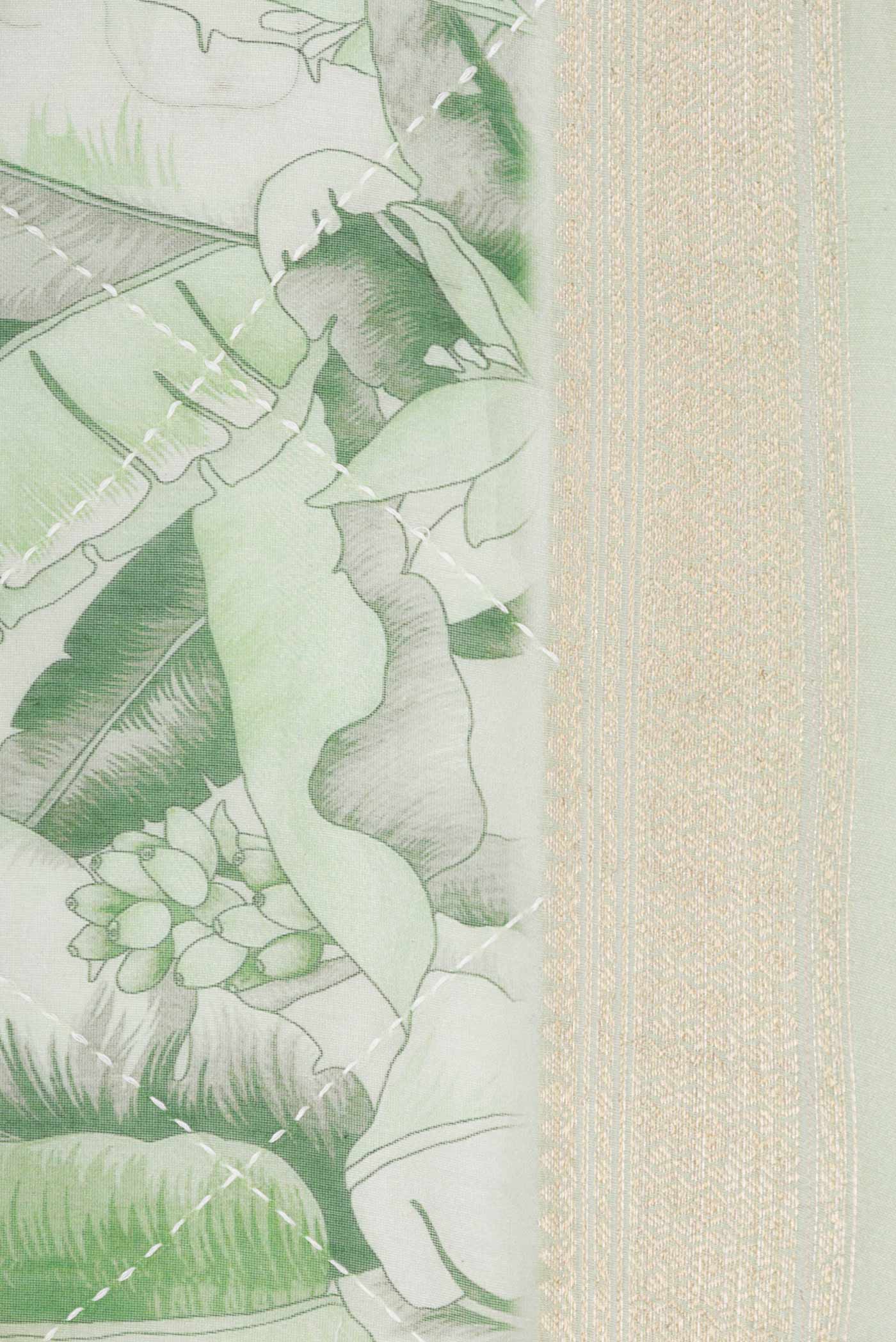 Green Dual Tone Chanderi Silk Saree - Image 3
