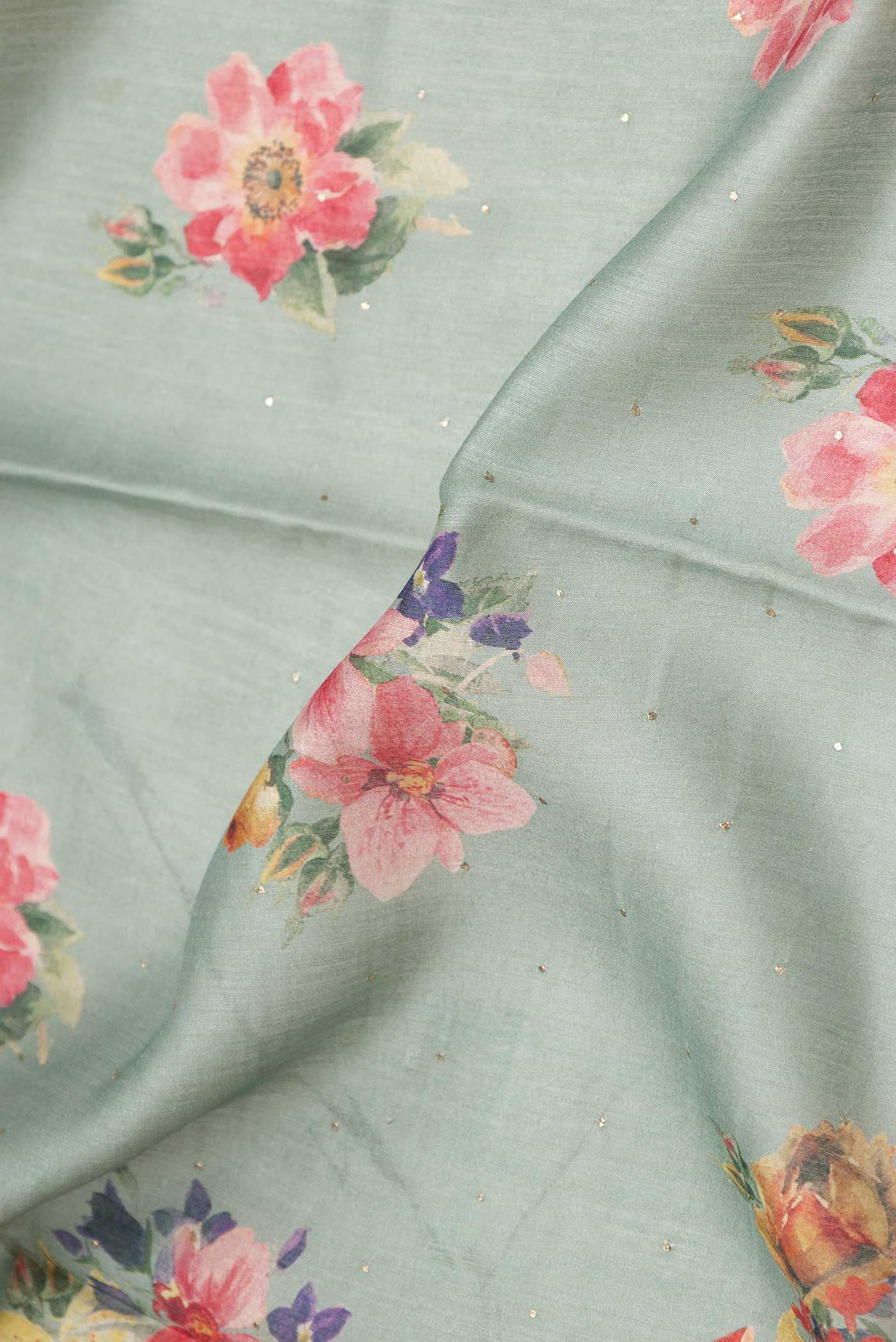 Green Dual Tone Chanderi Silk Saree - Image 2