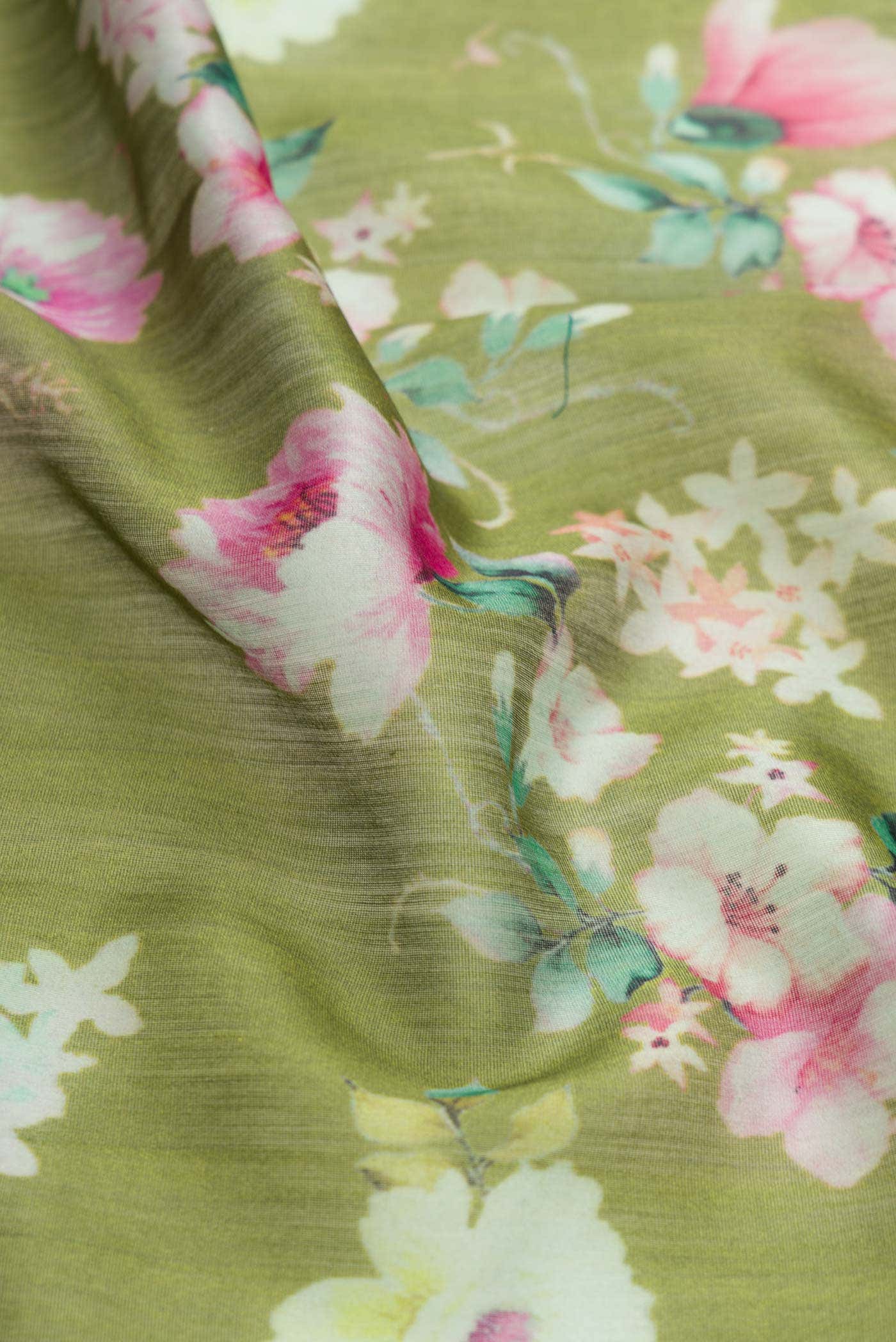 Green Dual Tone Chanderi Silk Saree - Image 2