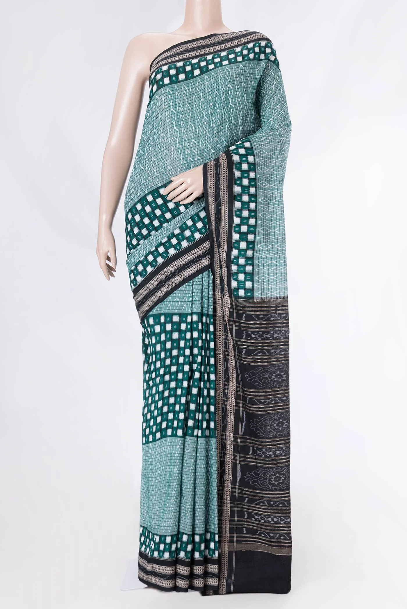 Green Dual Tone Double Ikat Saree