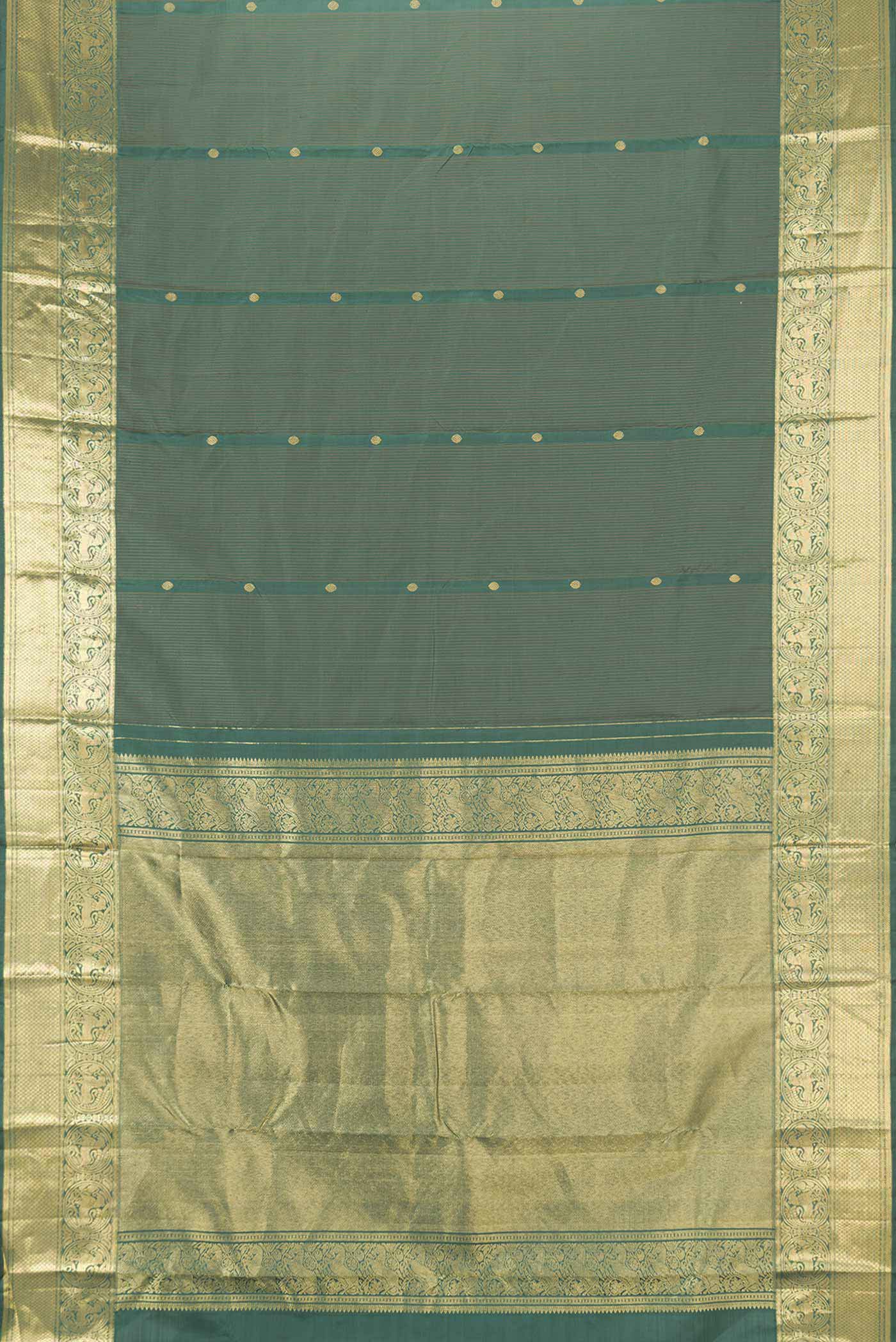 Green Dual Tone Kanchipuram Saree - Image 6