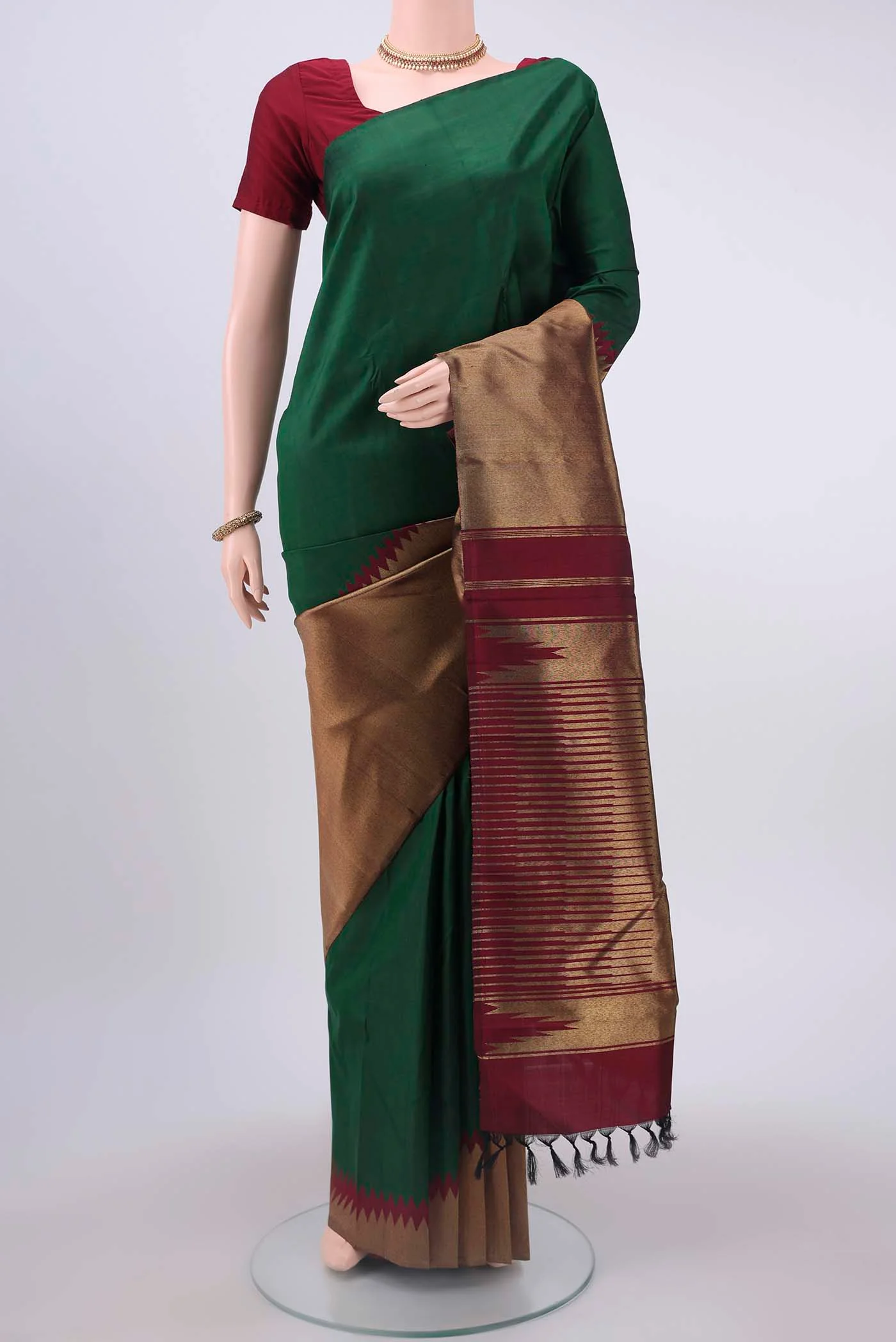 Green Dual Tone Kanchipuram Saree