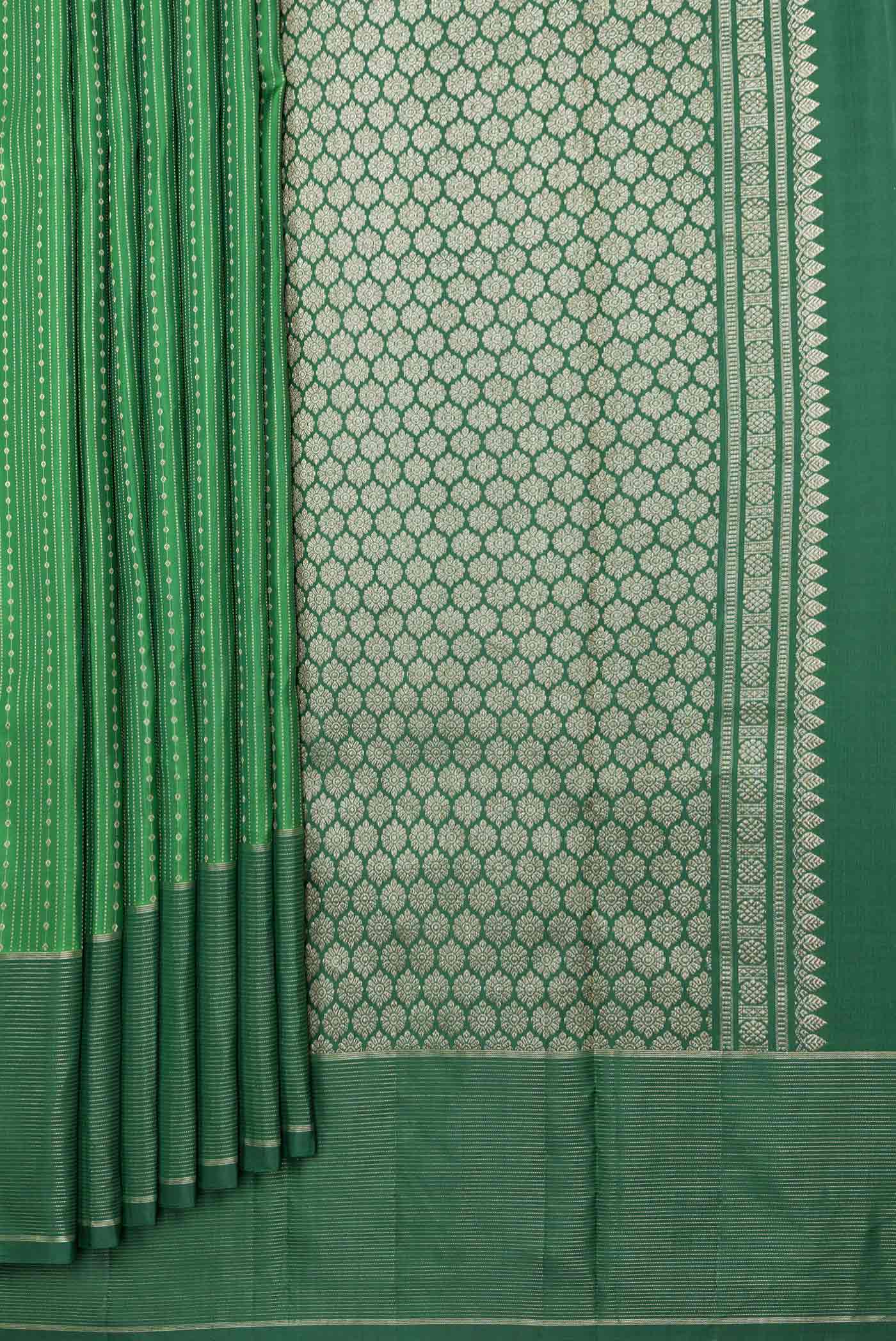 Green Dual Tone Kanchipuram Saree - Image 4