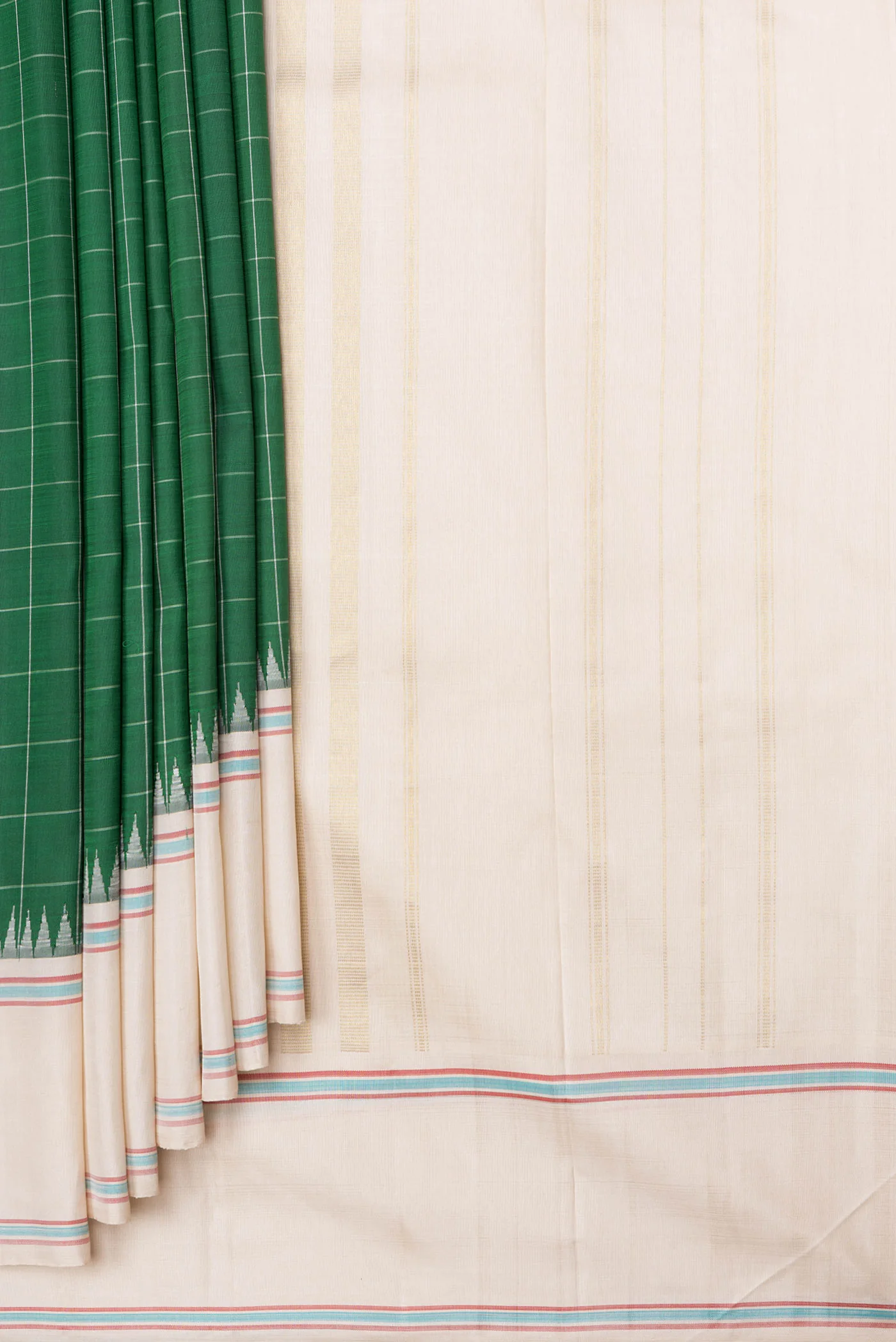 Bottle Green Kanchipuram Saree - Image 4