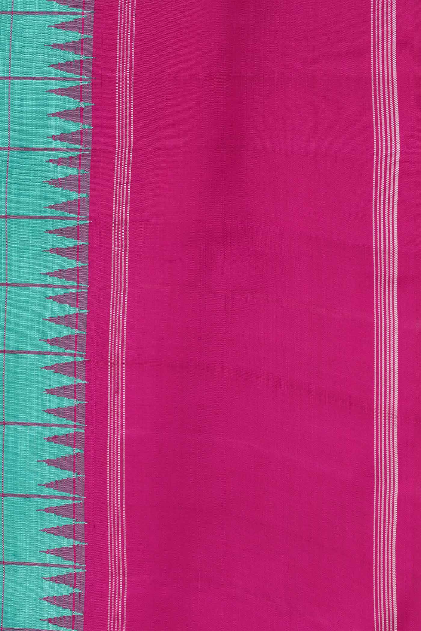 Turquoise Kanchipuram Silk Saree - Image 3