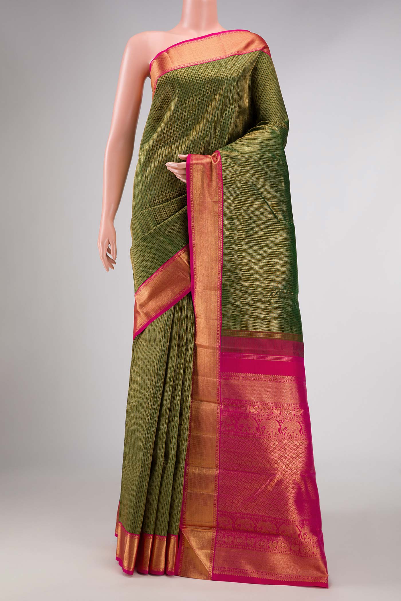 Green Dual Tone Kanchipuram Silk Saree